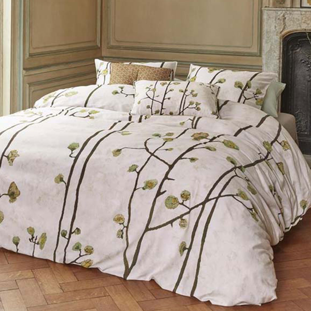 V442-HIN-QUILTCS-PLUMBLOSSOMS-SAND-QS-158451-00 Bedding House Van Gogh Plum Blossoms Sand Cotton Sateen Quilt Cover Set Queen - Image 1
