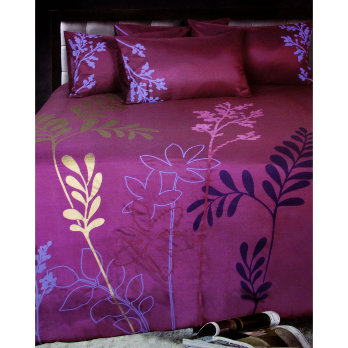 V442-HIN-QUILTCS-SAVANNAH-PLUM-DS-83303-00 Accessorize Savannah Plum Quilt Cover Set Double - Image 1