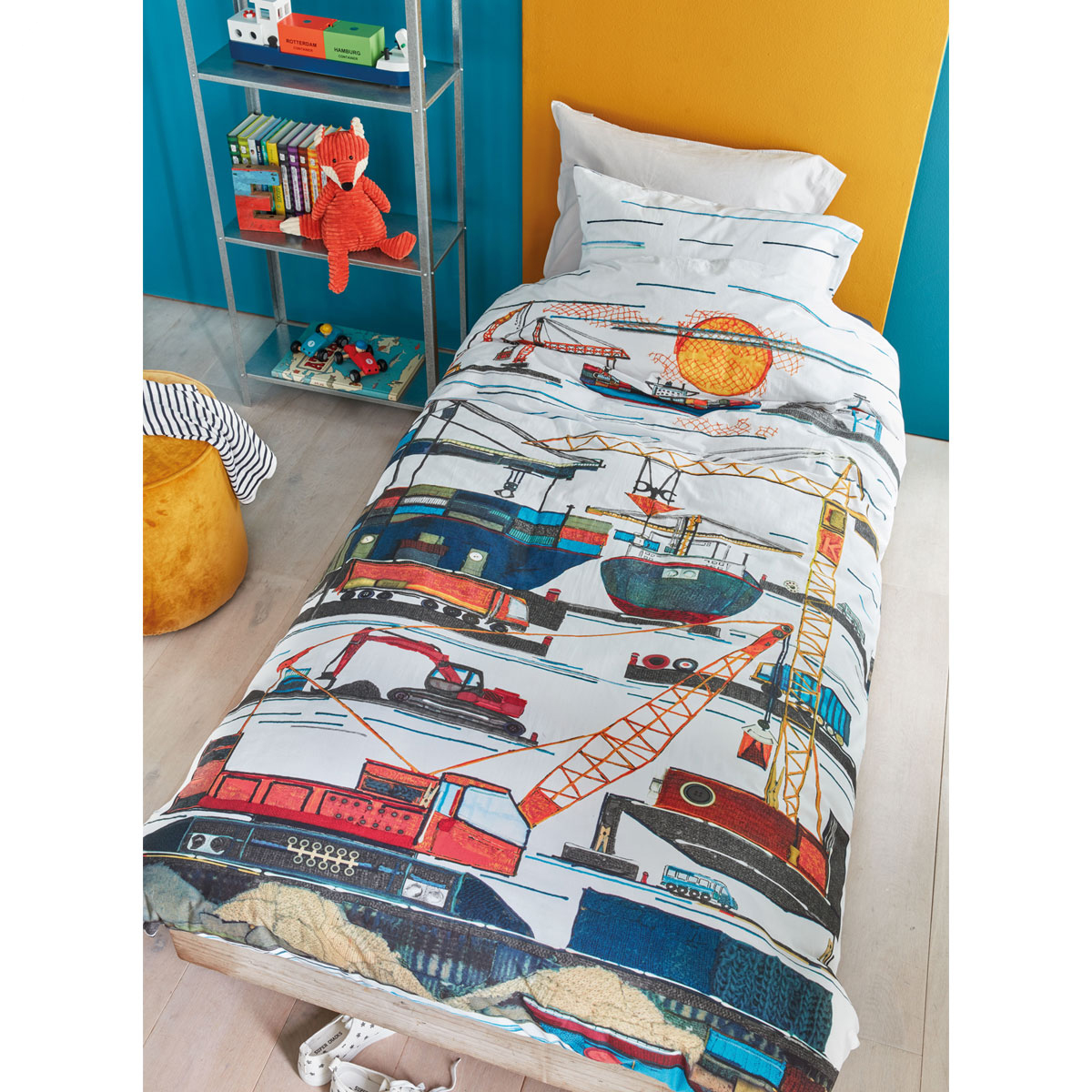 V442-HIN-QUILTCS-SEAPORT-MULTI-SB-83108-00 Bedding House Seaport Multi Cotton Quilt Cover Set Single - Image 1