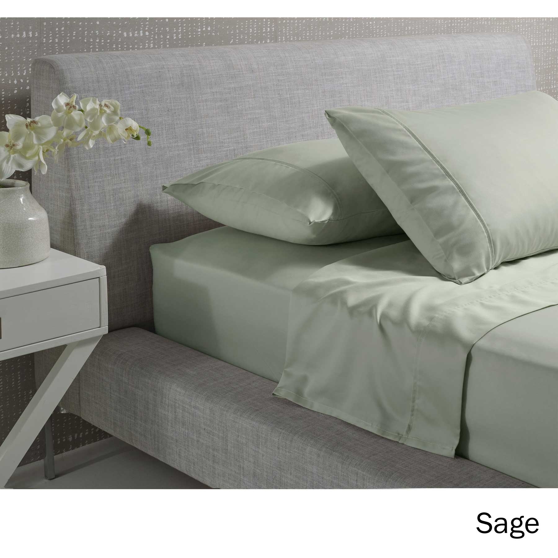 V442-HIN-SHEETS-1000TCCOTTONRICH-SAGE-KI-83075-00 Accessorize 1000TC Cotton Rich Sheet Set Sage King - Image 1