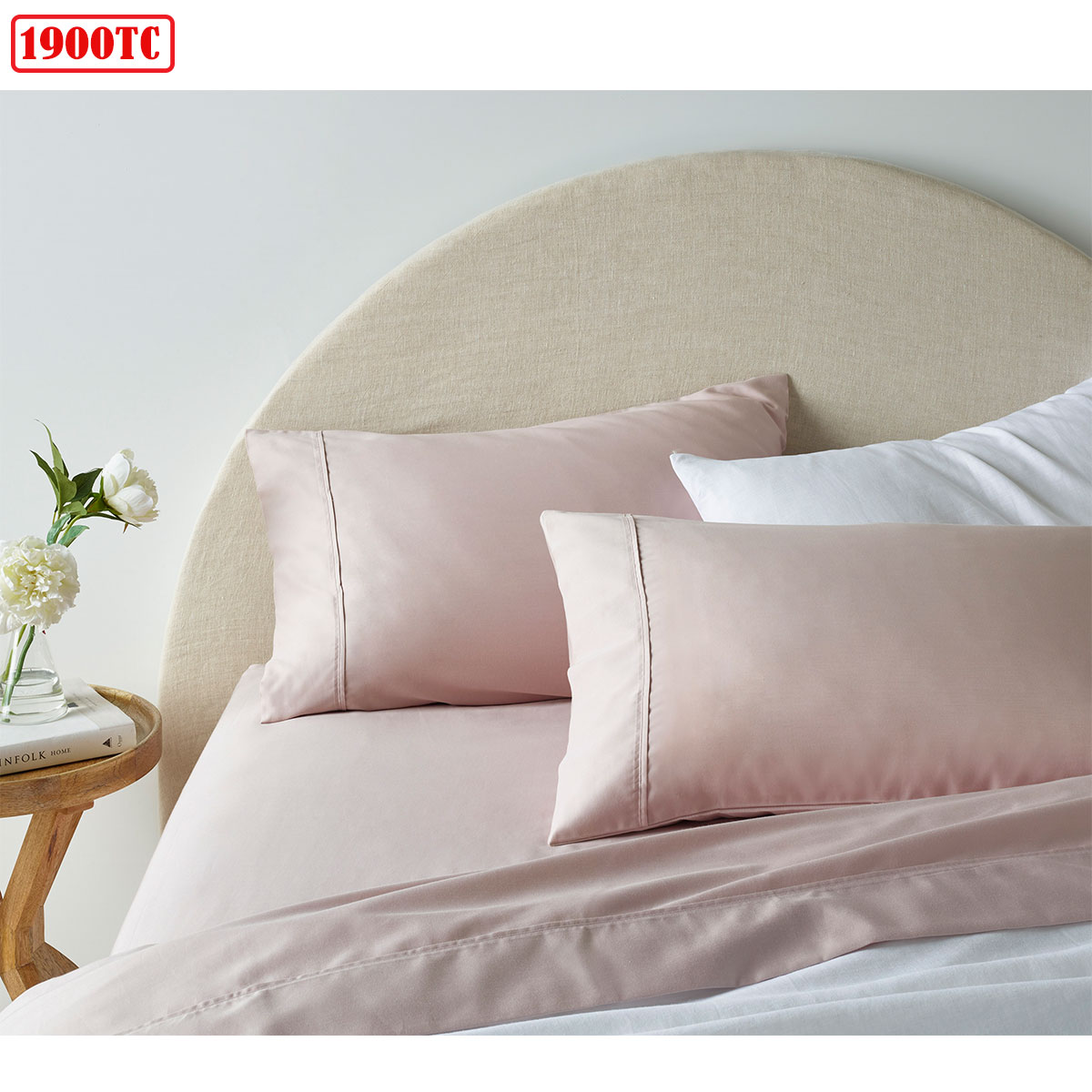 V442-HIN-SHEETS-1900TCCOTTONRICH-BLUSH-KI-83062-00 Accessorize 1900TC Cotton Rich Sheet Set Blush King - Image 1