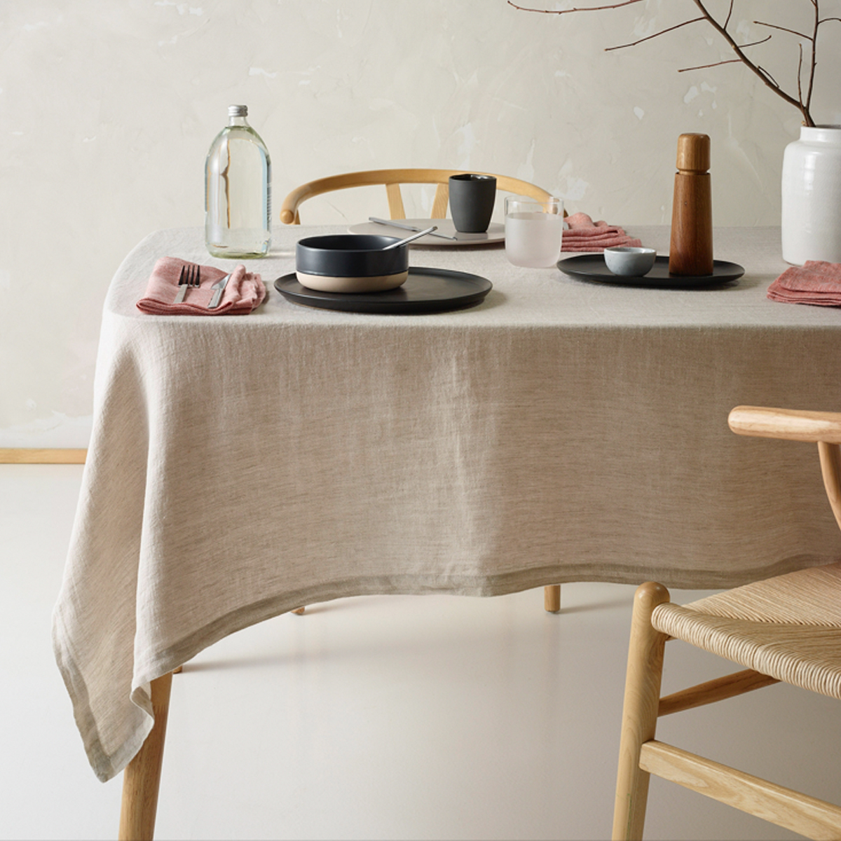 V442-HIN-TABLEC-HELMLINENC400CM-NATURAL-RE-202770-00 Vintage Design Homewares Helm Natural Washed Linen Cotton Tablecloth 180cm x 400cm - Image 1