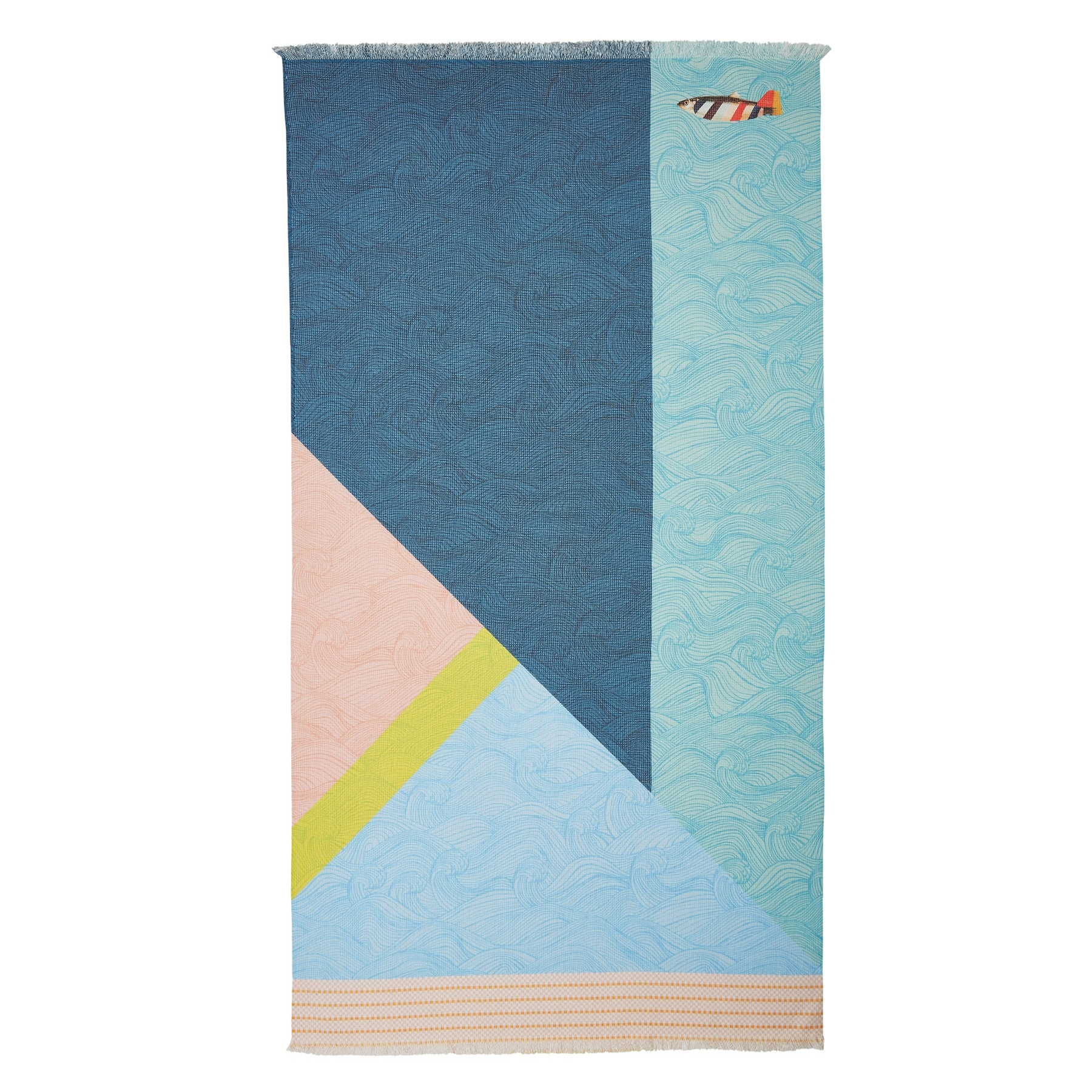 V442-HIN-TOWEL-STORMYWAVES-MULTI-RE-82994-00 Oilily Cotton Digital Print Large Towel Stormy Waves - Image 1