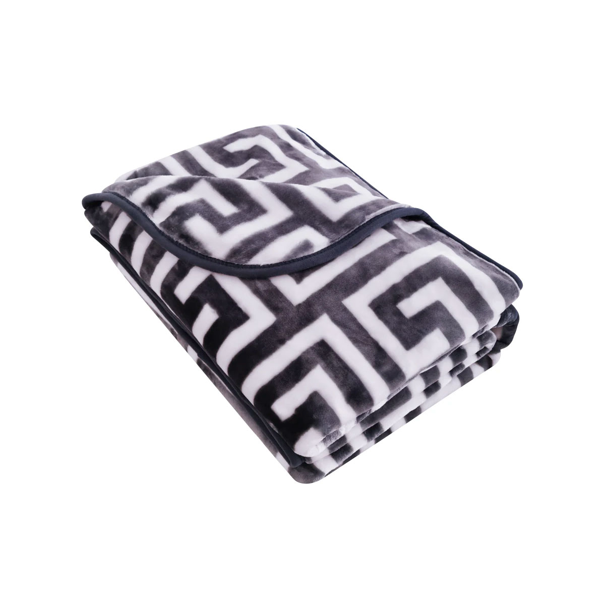 V442-IDC-BLANKET-800GSMGREEKKEY-CHARCOAL-KI-183896-00 Bloomington 800GSM Greek Key Charcoal Winter Premium Quality 1 Ply Mink Blanket King - Image 1