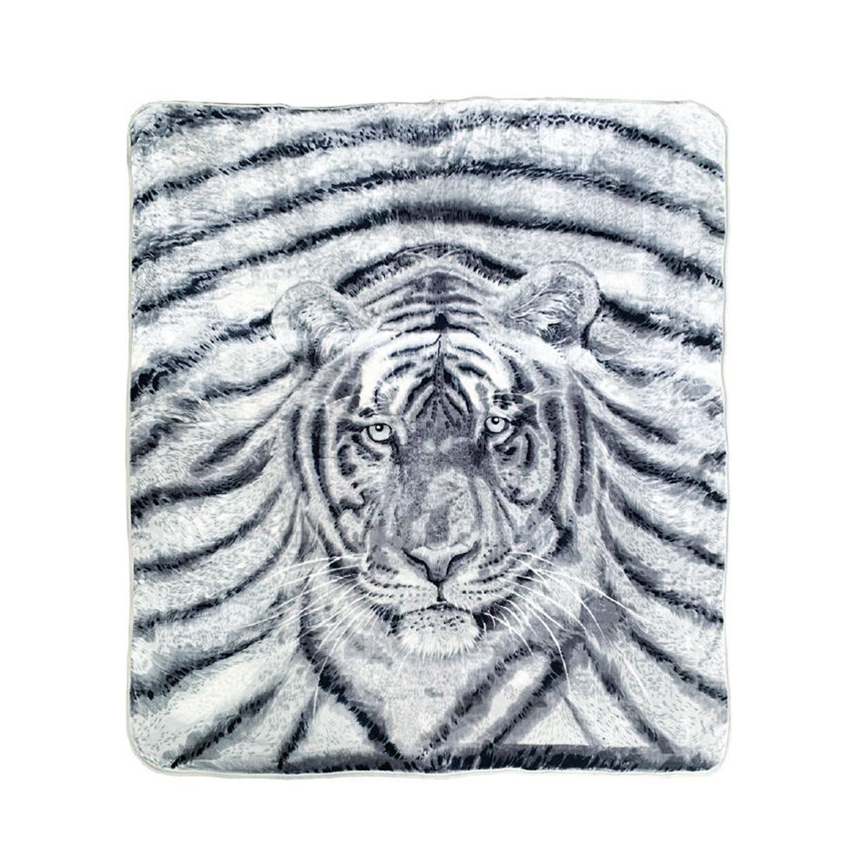 V442-IDC-BLANKET-TIGERPHOTO-GREY-QS-78457-00 J.Elliot Home 350gsm Tiger Photo Mink Blanket - Image 1