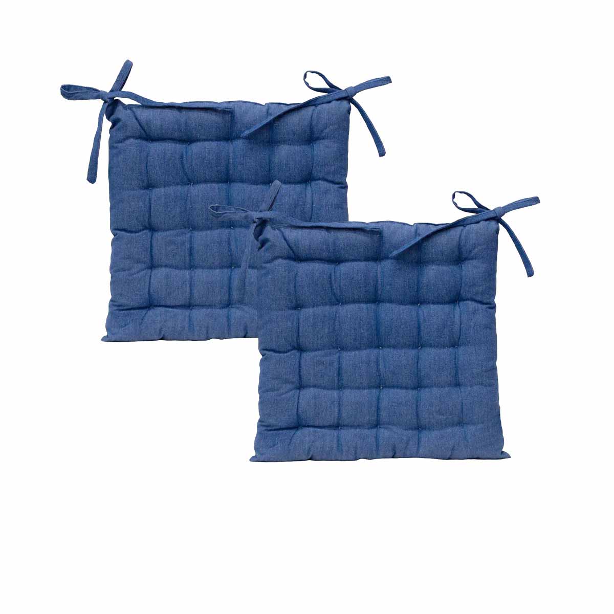 V442-IDC-CHAIRPAD-SETOF2COTTONSOLID-BLUE-SQ-215453-00 J Elliot Home Set of 2 Outdoor 100% Cotton Chair Pads 40 x 40 cm Solid Blue - Image 1