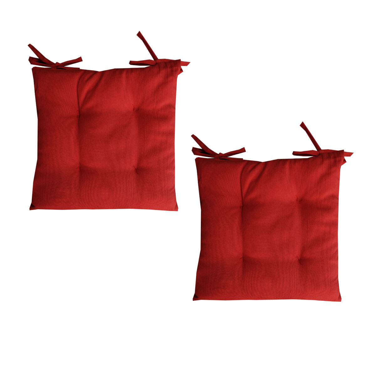 V442-IDC-CUSHION-POLYCHAIRPAD-RED-SQ-78203-00 Set of 2 Outdoor Polyester Solid Chair Pads 40 x 40cm Red - Image 1