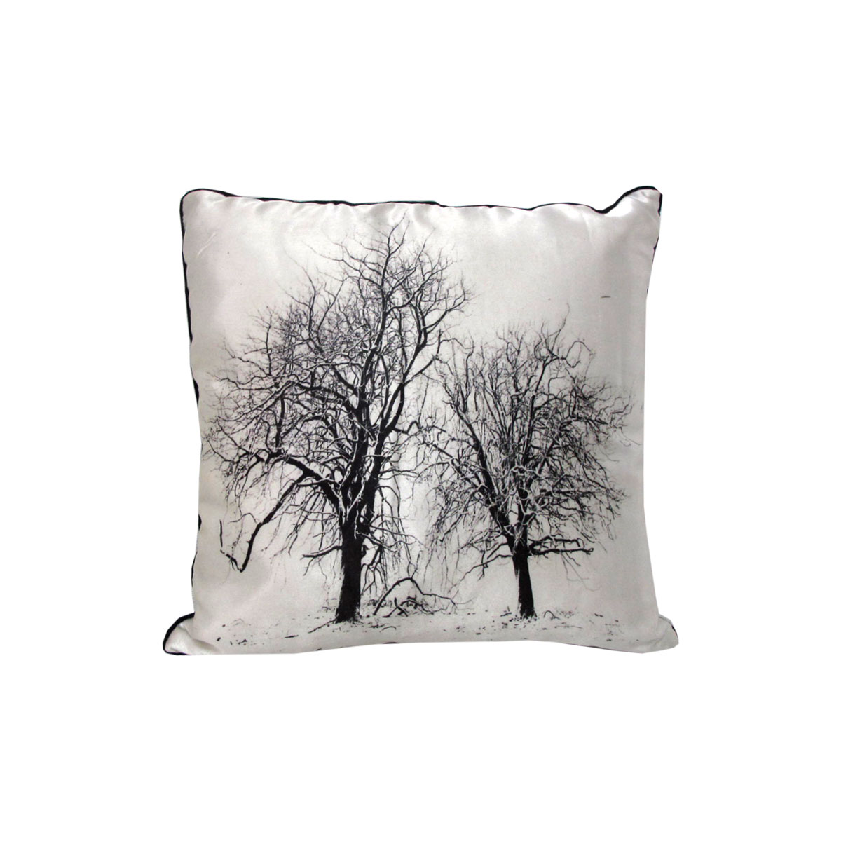 V442-IDC-CUSHION-TREE-BLACK-SQ-78407-00 Black Tree Silk Filled Cushion 40 x 40 cm - Image 1