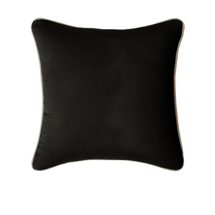 V442-IDC-CUSHIONC-GABRIEL60CM-BLACK-SQ-78374-00 J Elliot Home Gabriel 100% Cotton Cushion Cover 60 x 60 cm Black - Image 1