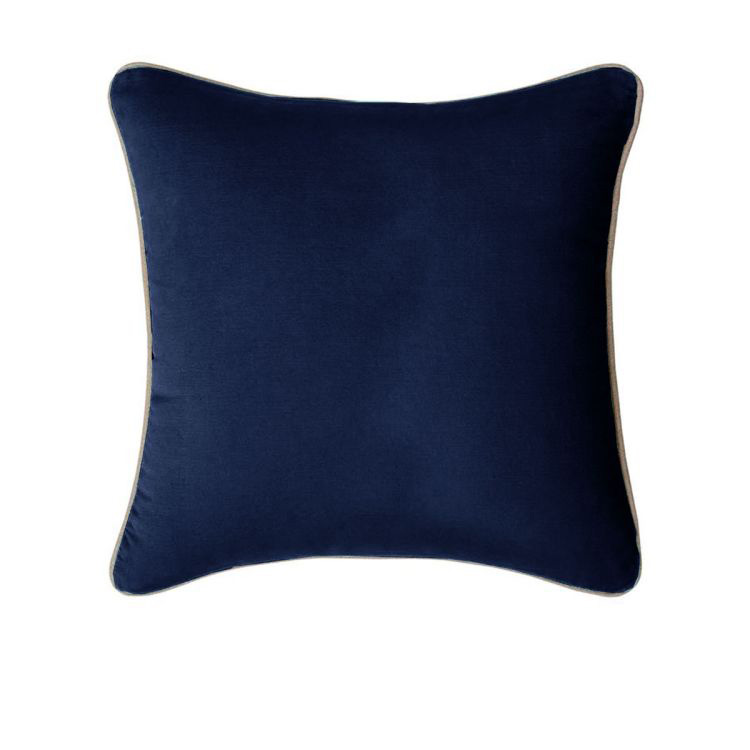 V442-IDC-CUSHIONC-GABRIEL60CM-NAVY-SQ-78367-00 J Elliot Home Gabriel 100% Cotton Cushion Cover 60 x 60 cm Navy - Image 1