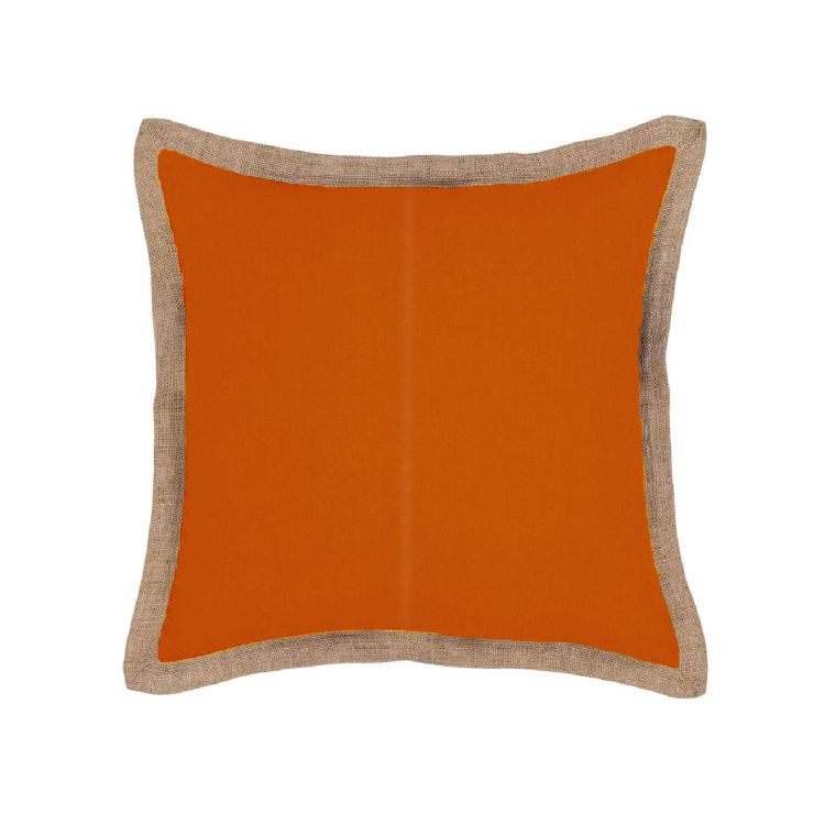 V442-IDC-CUSHIONC-HAMPTON-PUMPKIN-SQ-78379-00 J Elliot Home Hampton Linen Cushion Cover 50 x 50 cm Pumpkin - Image 1