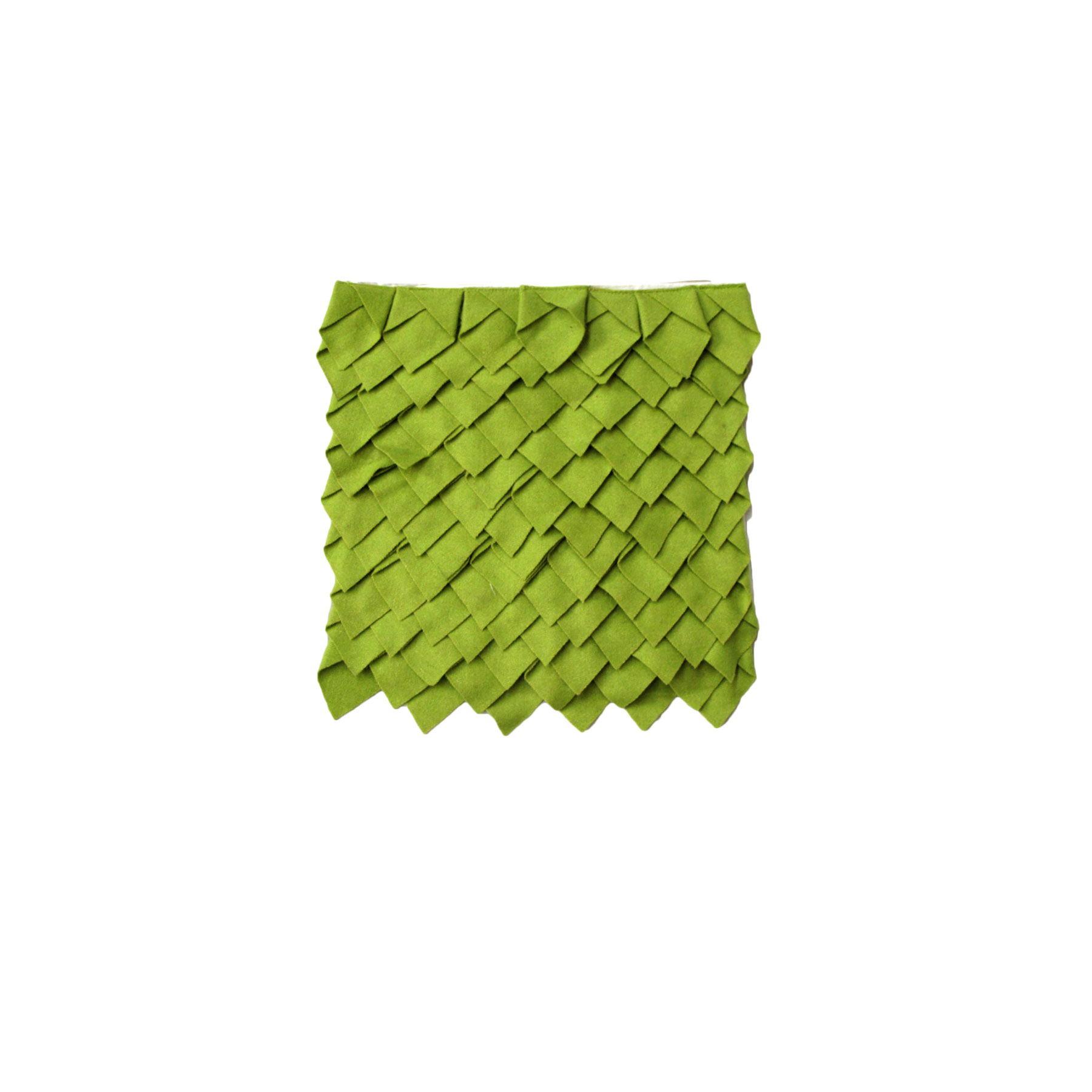 V442-IDC-CUSHIONC-LEAF-GREEN-SQ-78227-00 Small Designed Square Cushion Cover 30 x 30 cm Leaf Green Pleats - Image 1