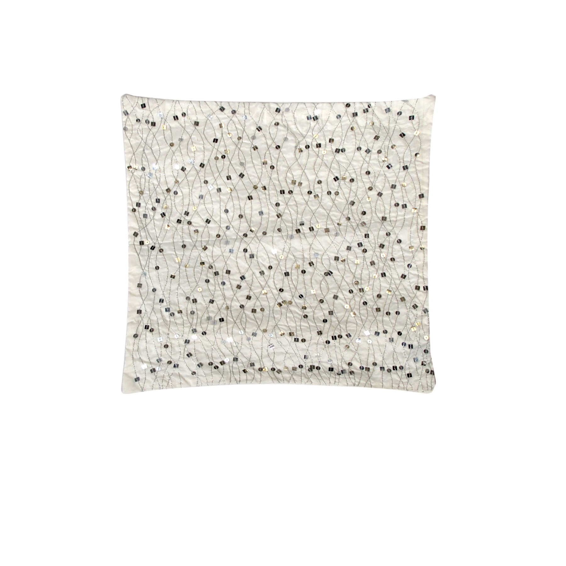 V442-IDC-CUSHIONC-XAVIERSEQUIN-CREAM-SQ-78652-00 IDC Homewares Quality Cushion Cover Xavier Cream - Image 1