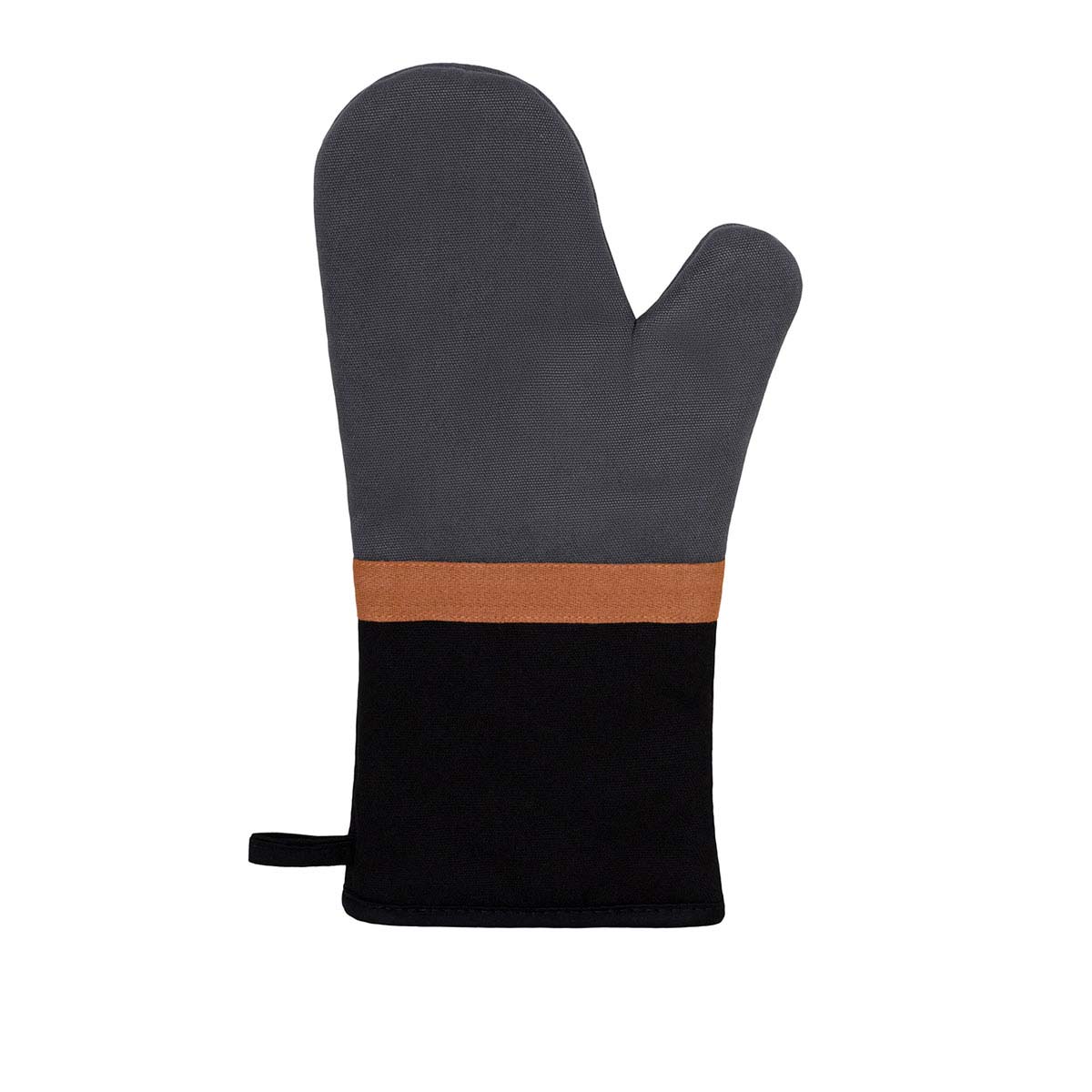 V442-IDC-OVENM-SELBY-CHARCOAL-SH-78313-00 J Elliot Home Selby Cotton Oven Mitt 34 x 15 cm Charcoal & Black - Image 1