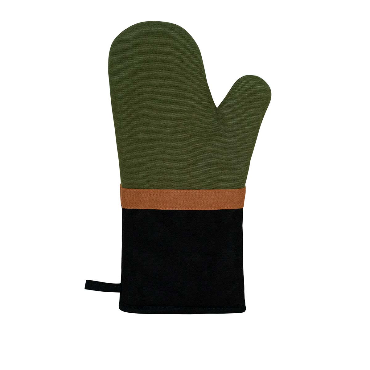 V442-IDC-OVENM-SELBY-OLIVE-SH-78315-00 J Elliot Home Selby Cotton Oven Mitt 34 x 15 cm Olive & Black - Image 1