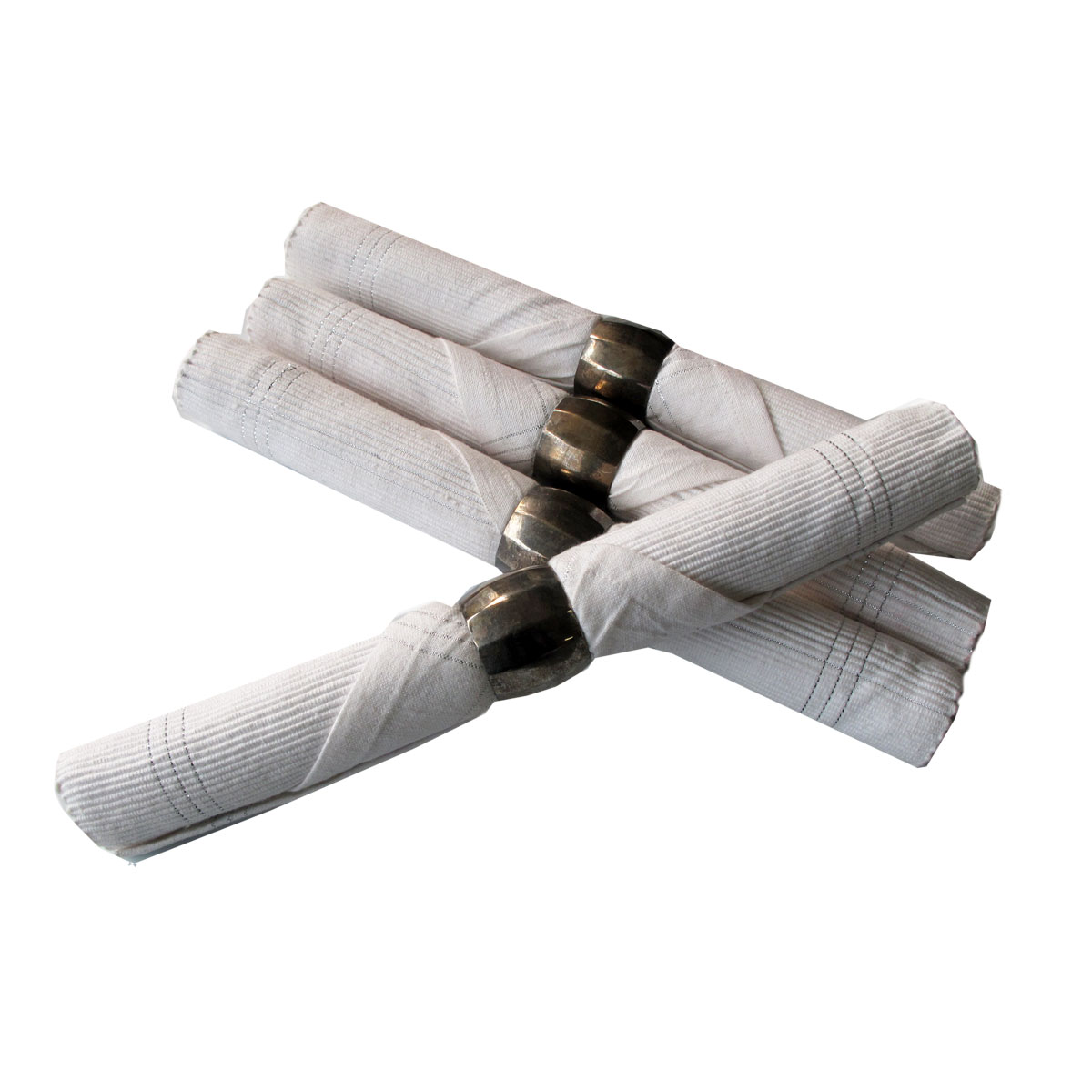 V442-IDC-TABLEPLACEMAT-MARIA-WHITE-RE-78271-00 Set of 4 Maria Cotton Placemats with Napkins and Napkin Rings White - Image 1