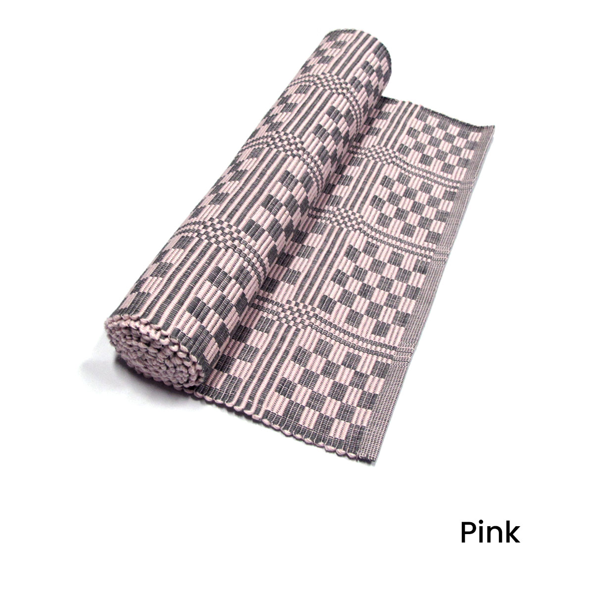 V442-IDC-TABLER-CHECKERED-PINK-RE-78333-00 Checkered Cotton Ribbed Table Runner 33 x 150 cm Pink - Image 1