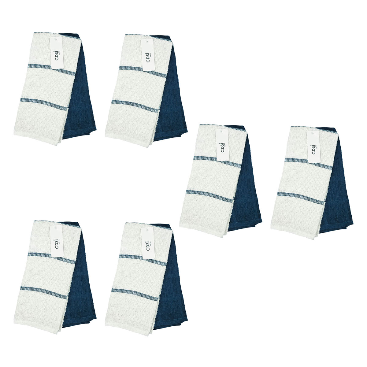V442-IDC-TEAT-ROSASETOF12-NAVY-RE-173505-00 Set of 12 Rosa Navy Cotton Rich Terry Tea Towels - Image 1