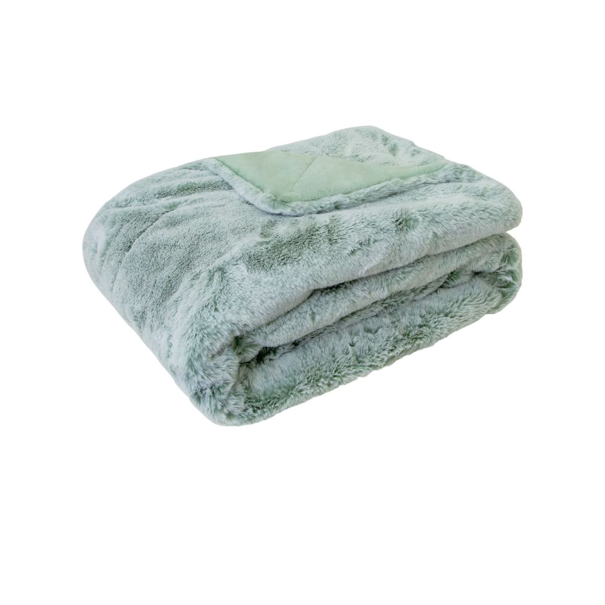 V442-IDC-THROW-ARCHIE-SAGE-RE-98585-00 J Elliot Home Archie Sage Faux Fur Throw Rug 130 x 160cm - Image 1