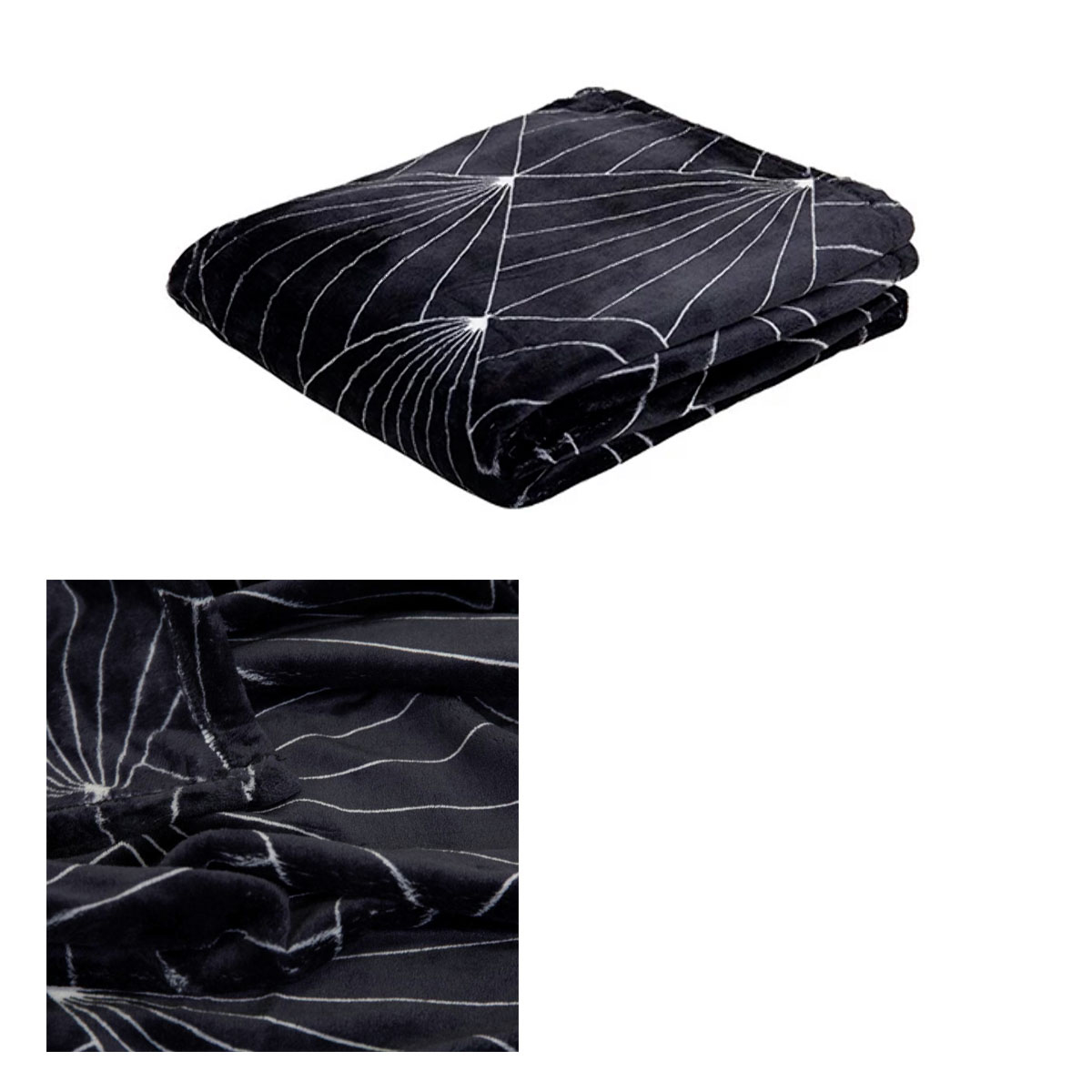 V442-IDC-THROW-CELESTE-BLACK-RE-78503-00 J.Elliot Home Celeste Flannel Throw Rug Black - Image 1