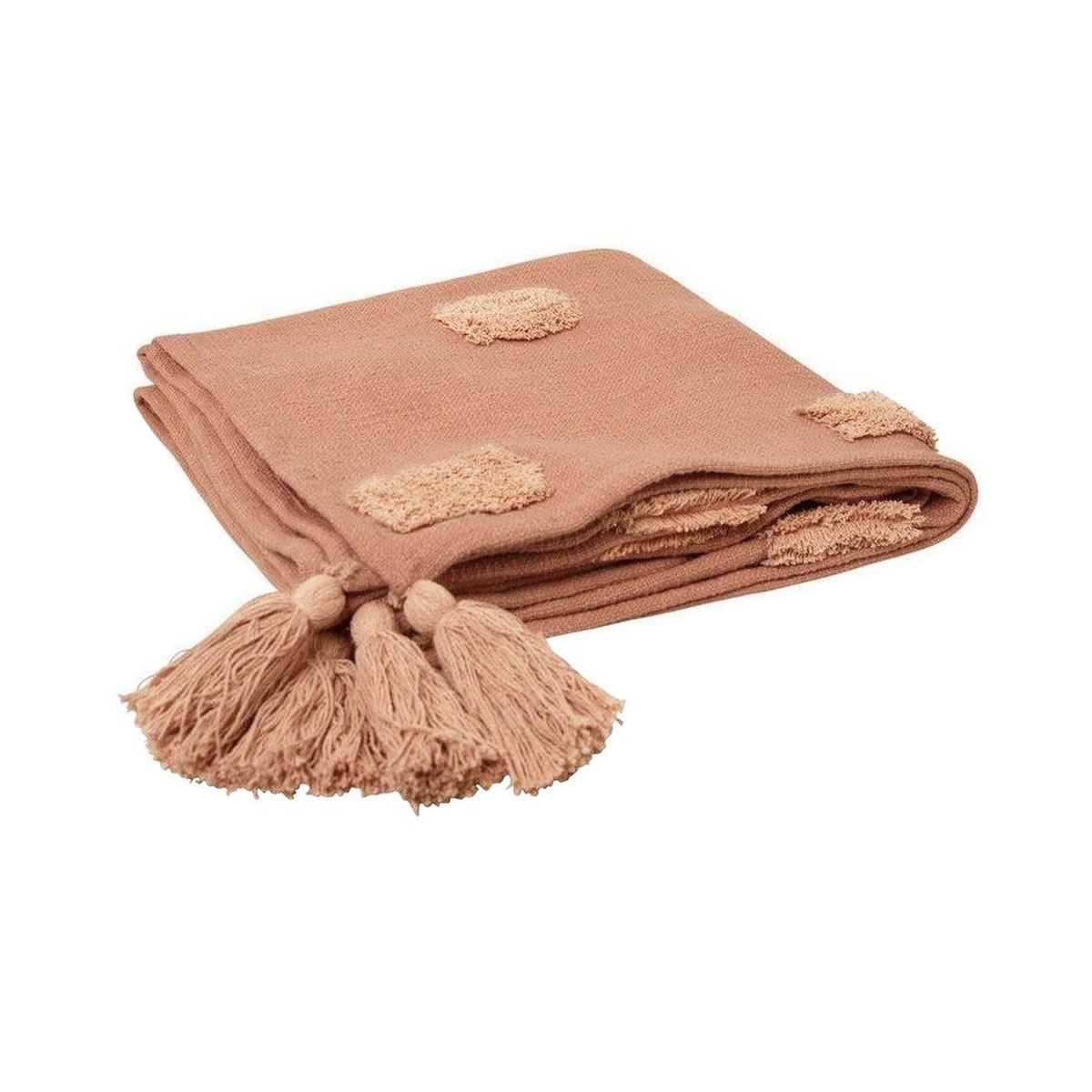 V442-IDC-THROW-QUINN-CLAYPINK-RE-185250-00 J Elliot Home Quinn 100% Cotton Textured Throw 130 x 160 cm Clay Pink & Soft Pink - Image 1