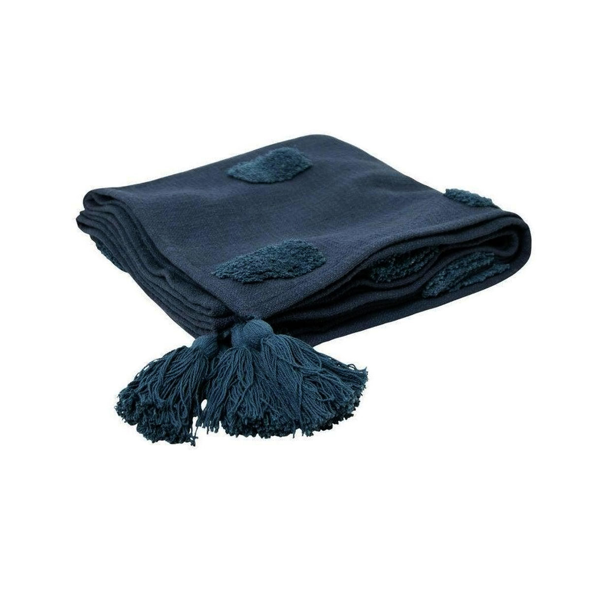 V442-IDC-THROW-QUINN-INDIGO-RE-185249-00 J Elliot Home Quinn 100% Cotton Textured Throw 130 x 160 cm Indigo & Majolica - Image 1