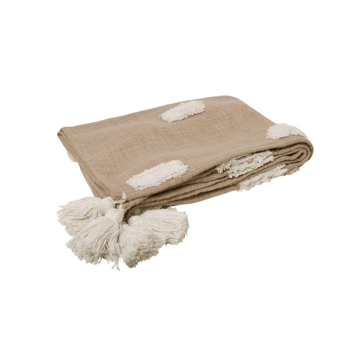 V442-IDC-THROW-QUINN-SANDSTONE-RE-185248-00 J Elliot Home Quinn 100% Cotton Textured Throw 130 x 160 cm Sandstone & Ivory - Image 1