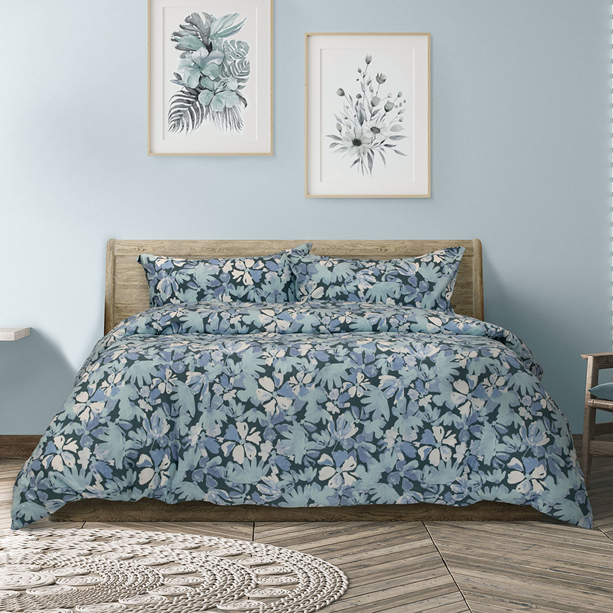 V442-INT-QUILTCS-EADIE-TEAL-KI-202506190422-00 Ardor Eadie Teal Floral Printed Quilt Cover Set King - Image 1