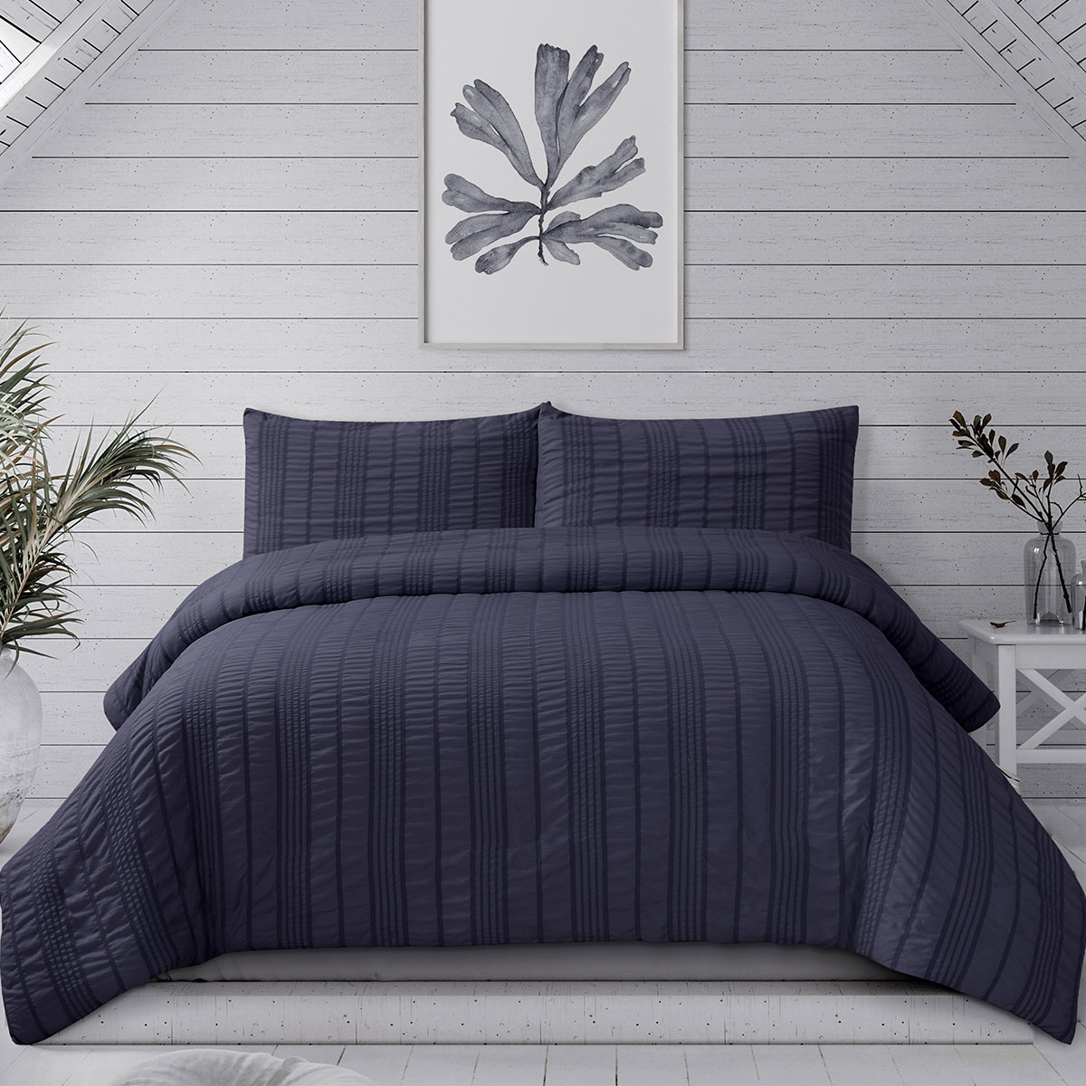 V442-INT-QUILTCS-SOMMER-INDIGO-QS-141929-00 Ardor Sommer Indigo Seersucker Stripe Quilt Cover Set Queen - Image 1