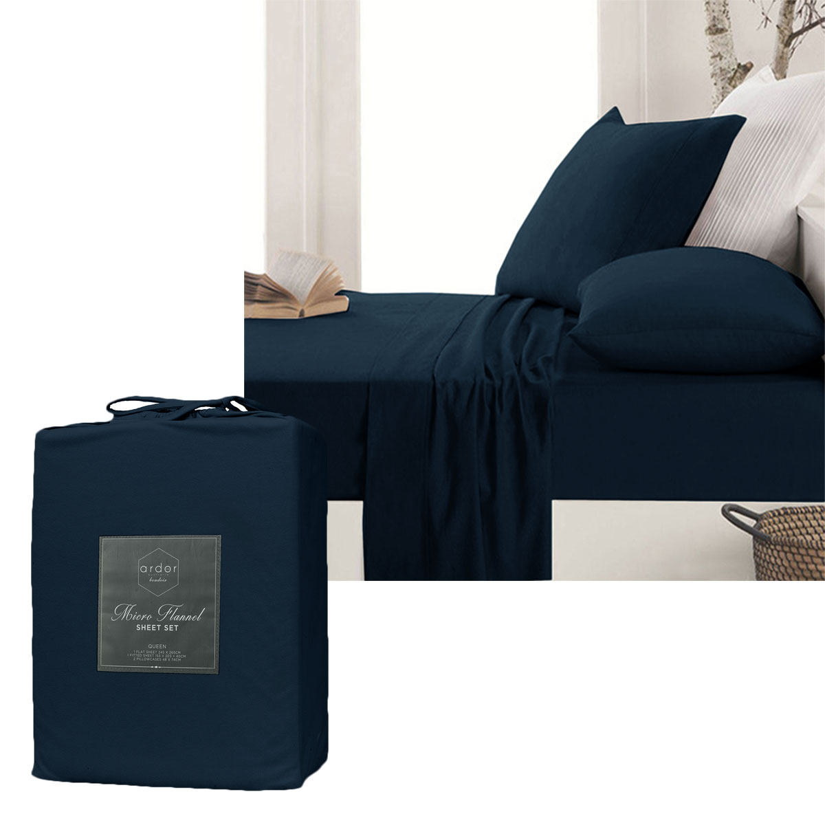 V442-INT-SHEETS-ARDORMICROFLANNEL-NAVY-KI-141445-00 Ardor Micro Flannel Sheet Set Navy King - Image 1