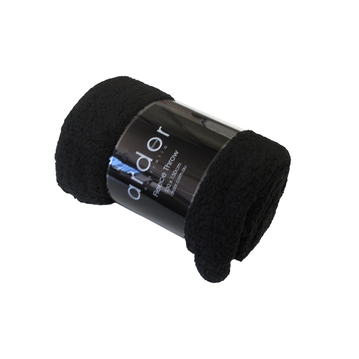 V442-INT-THROW-LUPINIAFLEECE-BLACK-RE-144567-00 Ardor Lupinia Black Sherpa Fleece Throw Rug 130 x 150cm - Image 1