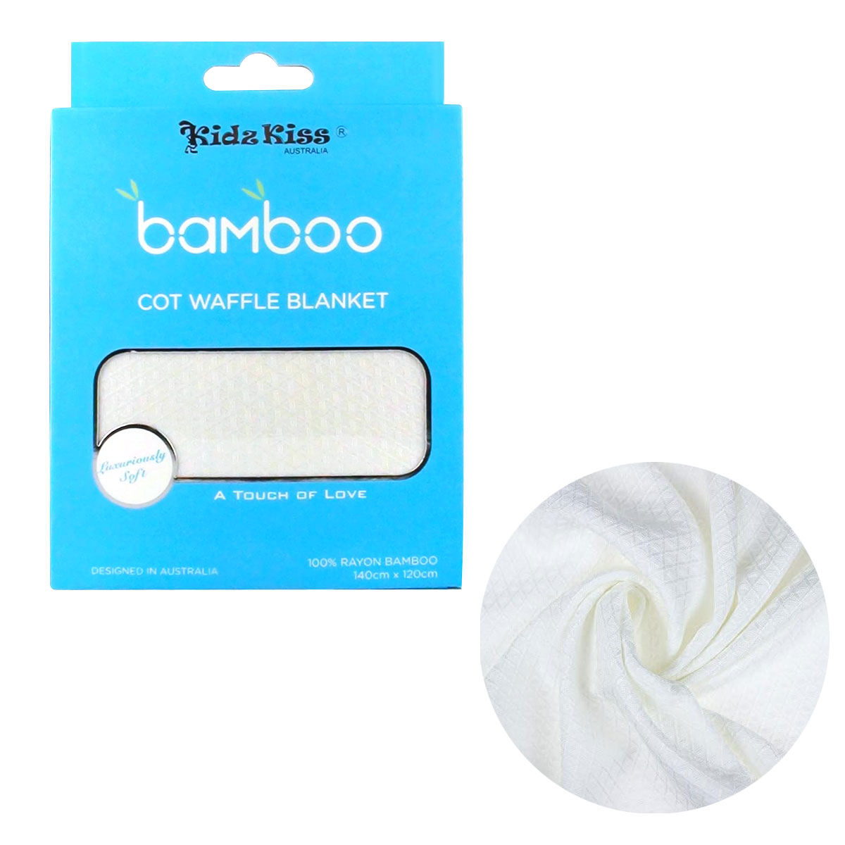 V442-JTC-BLANKET-BAMBOOWAFFLE-WHITE-CT-145724-00 Rayon Bamboo Waffle Blanket Cot Size 140x120cm - Image 1
