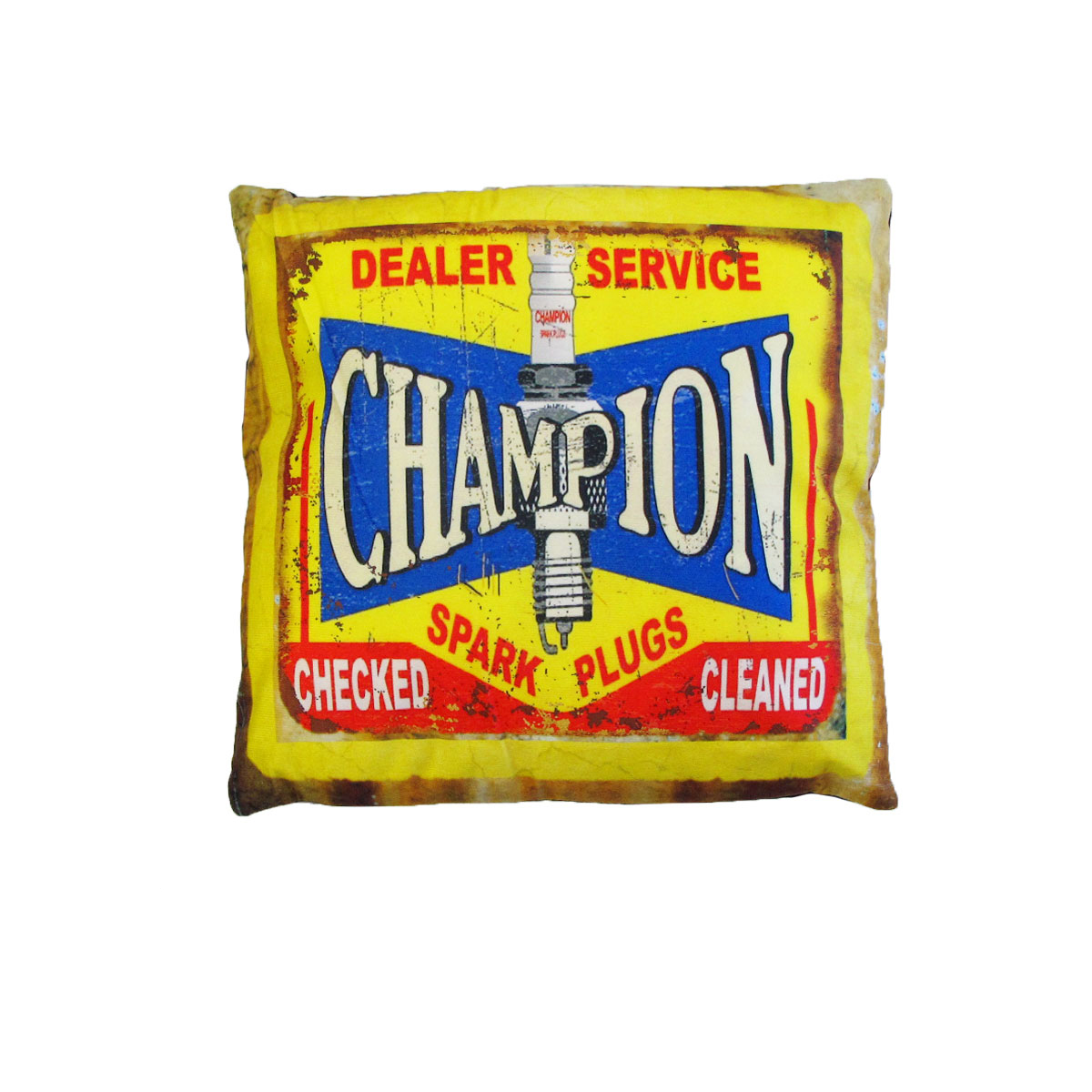 V442-JTC-CUSHION-CHAMPIONCHECKED-YELLOW-SQ-145773-00 Australian Mancave Retro Cushion Champion Checked Cleaned 40 x 40 cm - Image 1