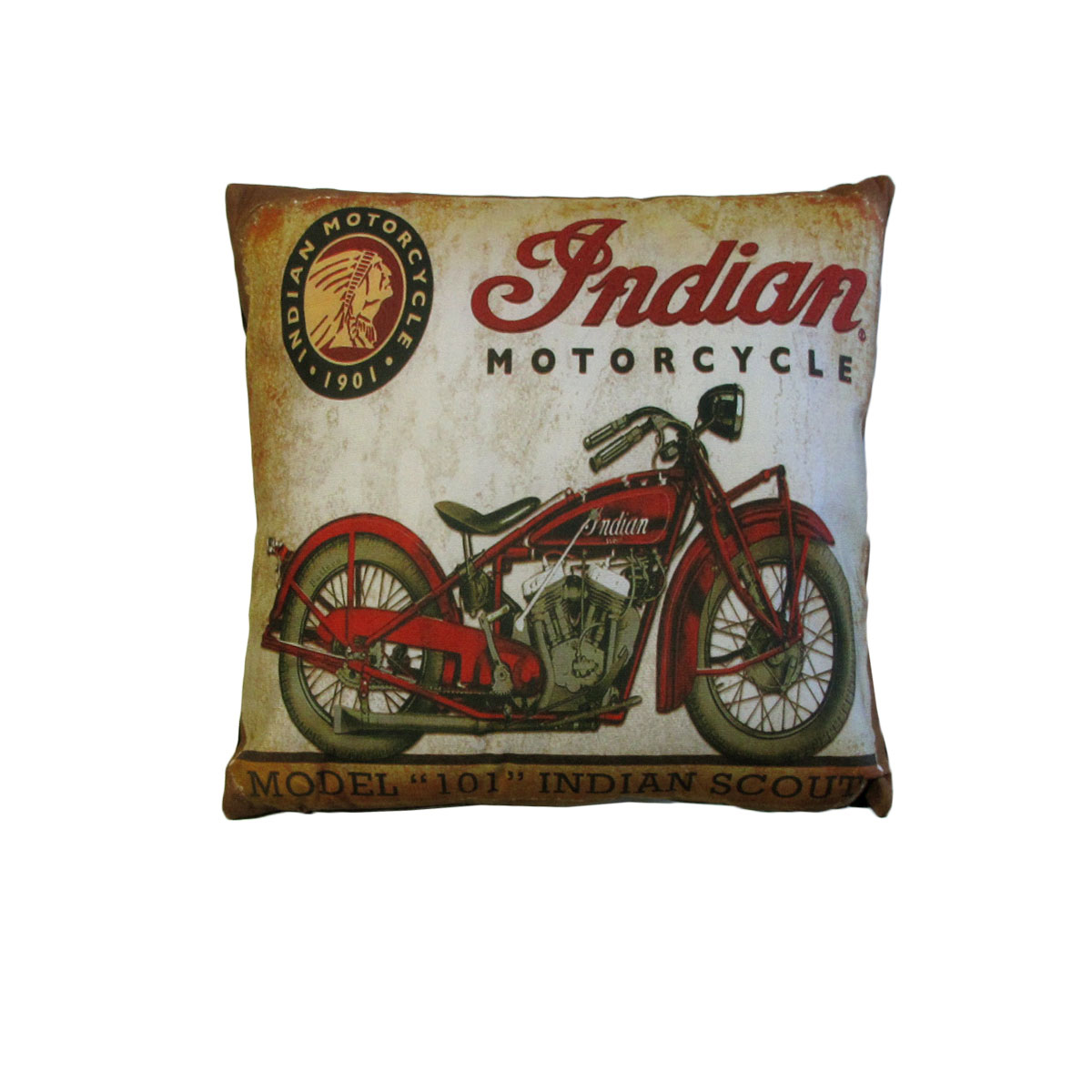 V442-JTC-CUSHION-INDIANMOTORCYCLE-BROWN-SQ-202502260936-00 Australian Mancave Retro Cushion Indian Motorcycle 40 x 40 cm - Image 1