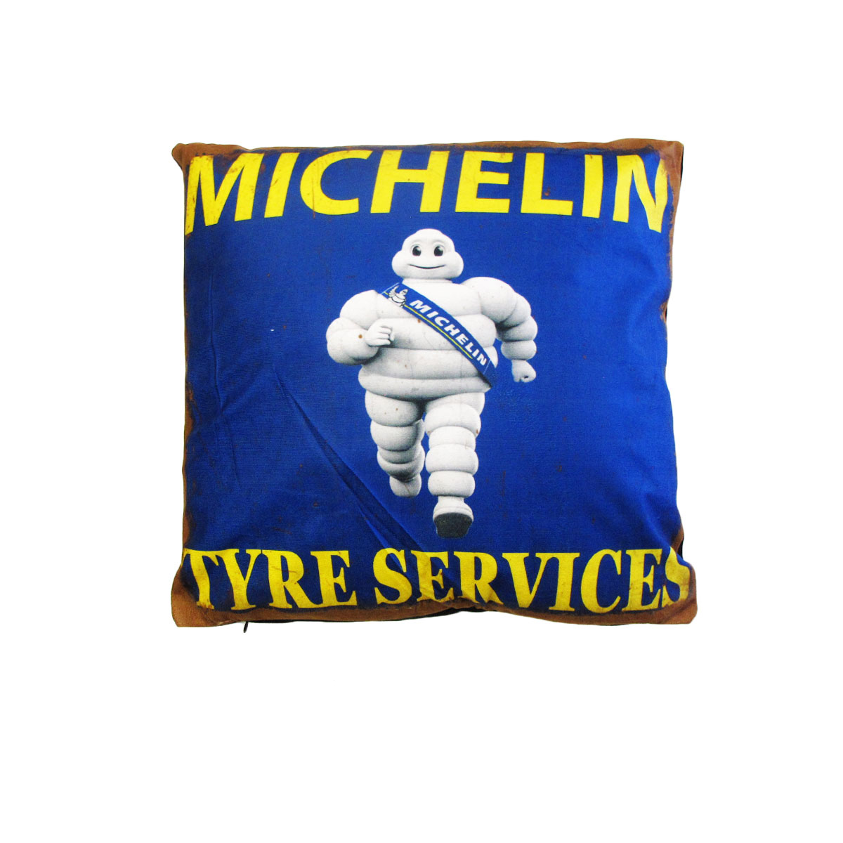 V442-JTC-CUSHION-MICHELIN-BLUE-SQ-145772-00 Australian Mancave Retro Cushion Michelin Tyre Services 40 x 40 cm - Image 1