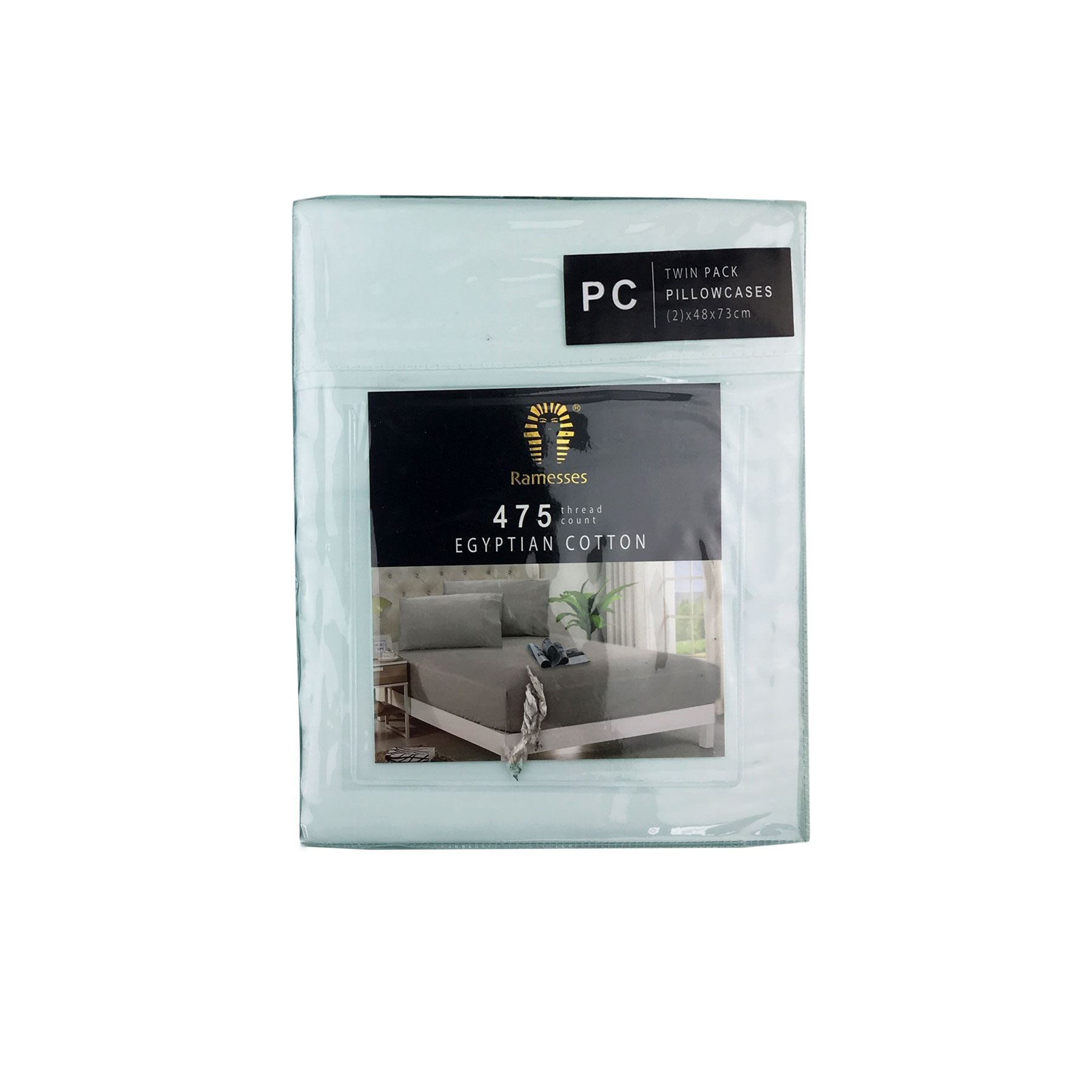 V442-KIT-PILLOWC-EC475TC-ICEBLUE-ST-146437-00 Ramesses 475TC Egyptian Cotton Twin Standard Pillowcases Ice Blue - Image 1