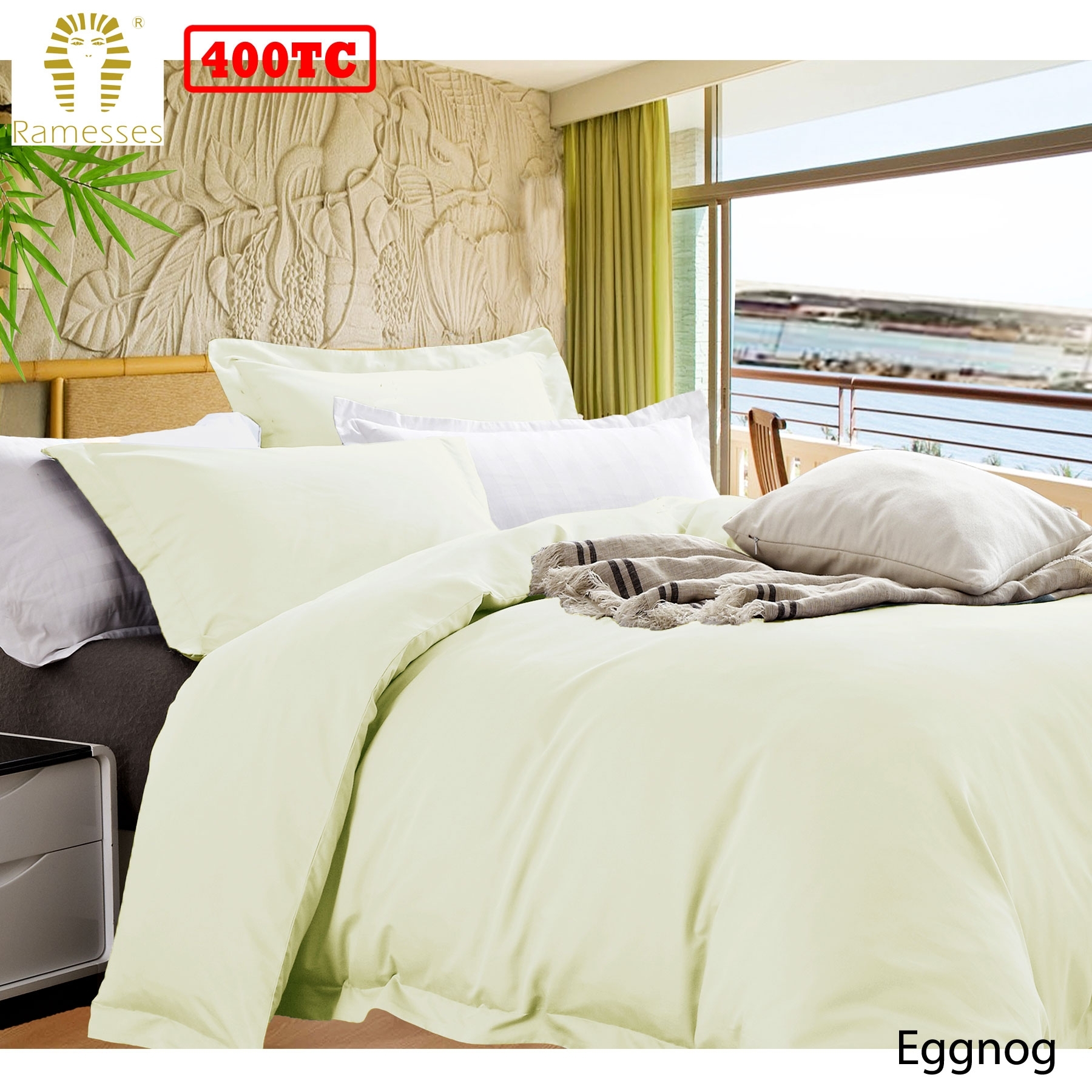 V442-KIT-QUILTCS-BAMBOOCOTTON-EGGNOG-QS-146424-00 Ramesses Bamboo Cotton Quilt Cover Set Eggnog Queen - Image 1