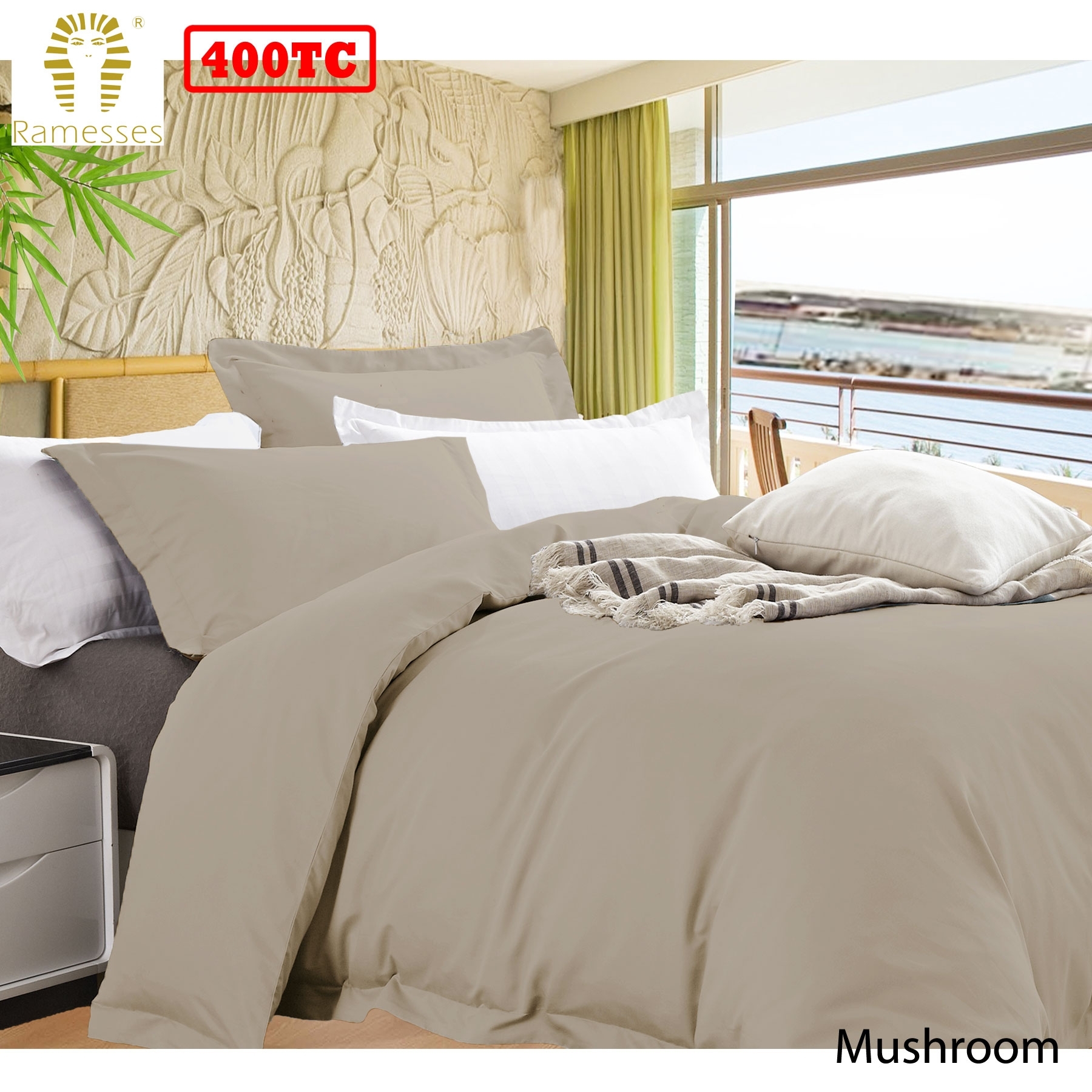 V442-KIT-QUILTCS-BAMBOOCOTTON-MUSHROOM-QS-146420-00 Ramesses Bamboo Cotton Quilt Cover Set Mushroom Queen - Image 1