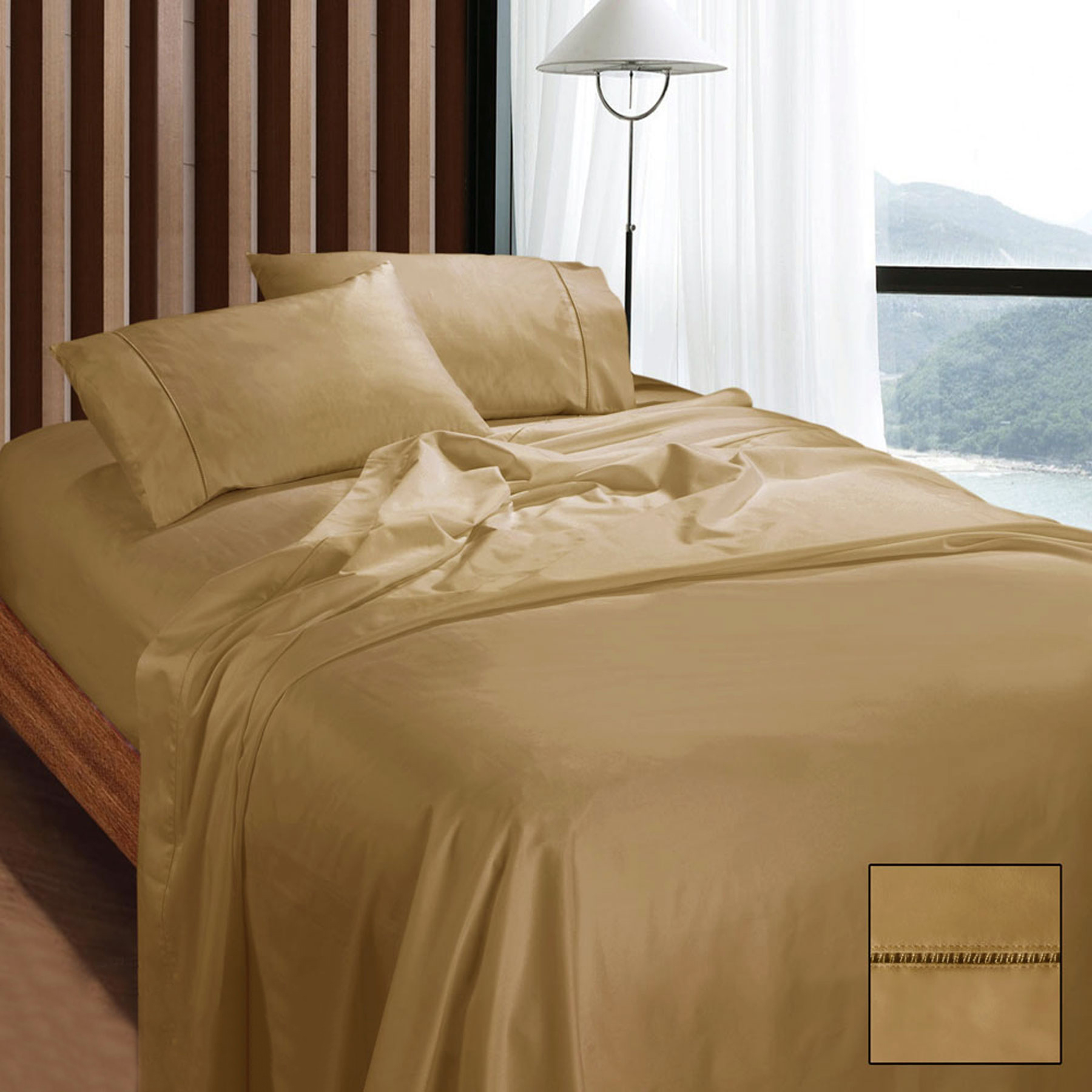 V442-KIT-SHEETS-1100TCEGYPTIAN-LATTE-QS-146397-00 Ramesses 1100TC Egyptian Cotton Sateen Sheet Set Latte Queen - Image 1