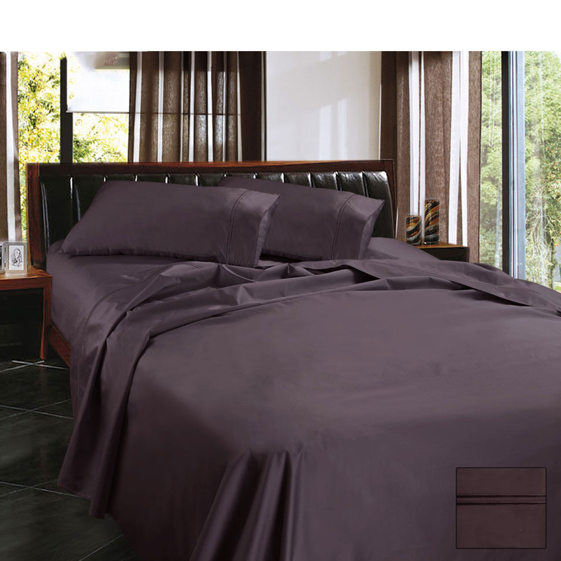 V442-KIT-SHEETS-1450TCEGYPTIANCOTTON-EGGPLANT-KI-150964-00 Ramesses 1450TC Egyptian Cotton Sateen Sheet Set Eggplant King - Image 1