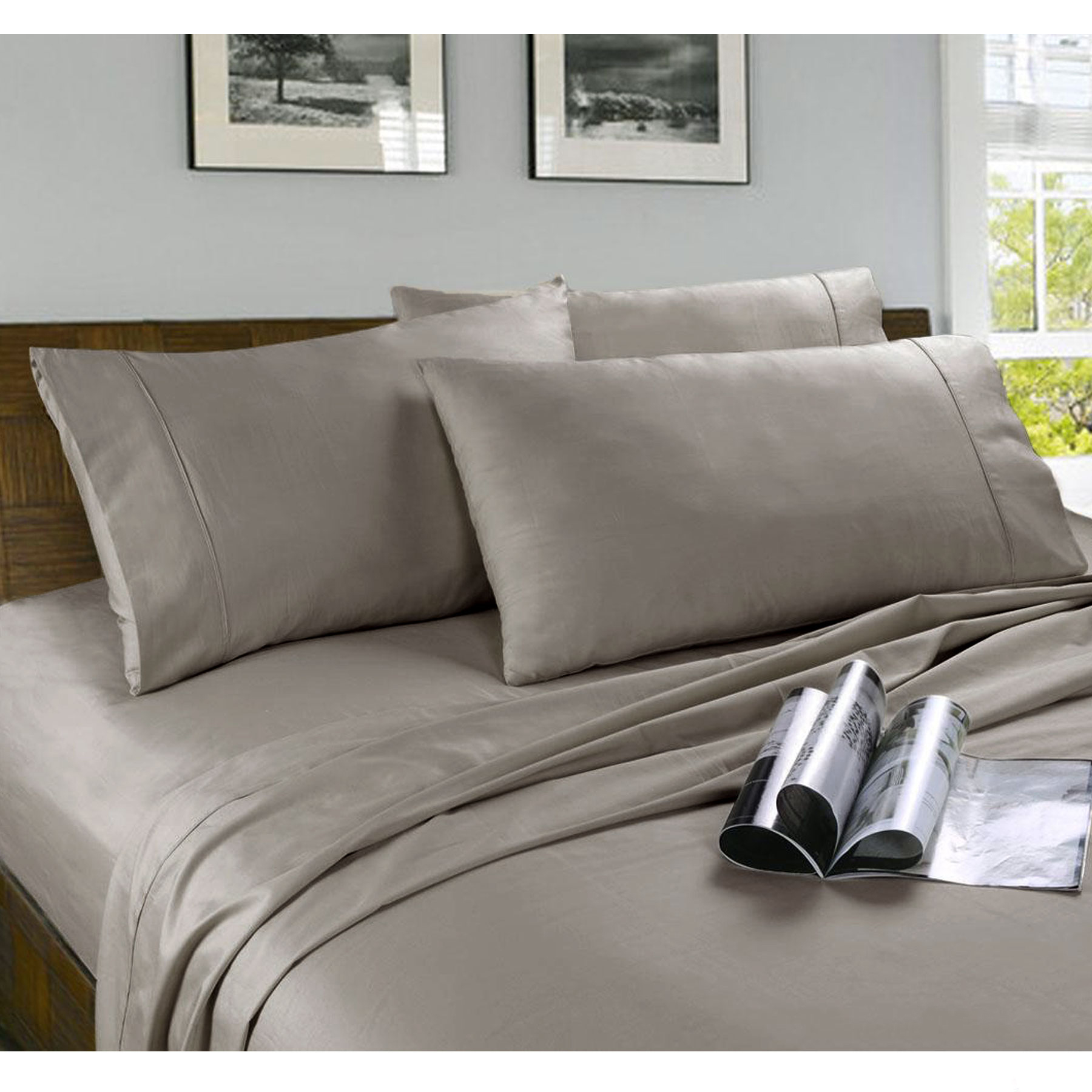 V442-KIT-SHEETS-MICROFIBRE-COFFEE-DS-158675-00 Kingtex Microfibre Sheet Set Coffee Double - Image 1
