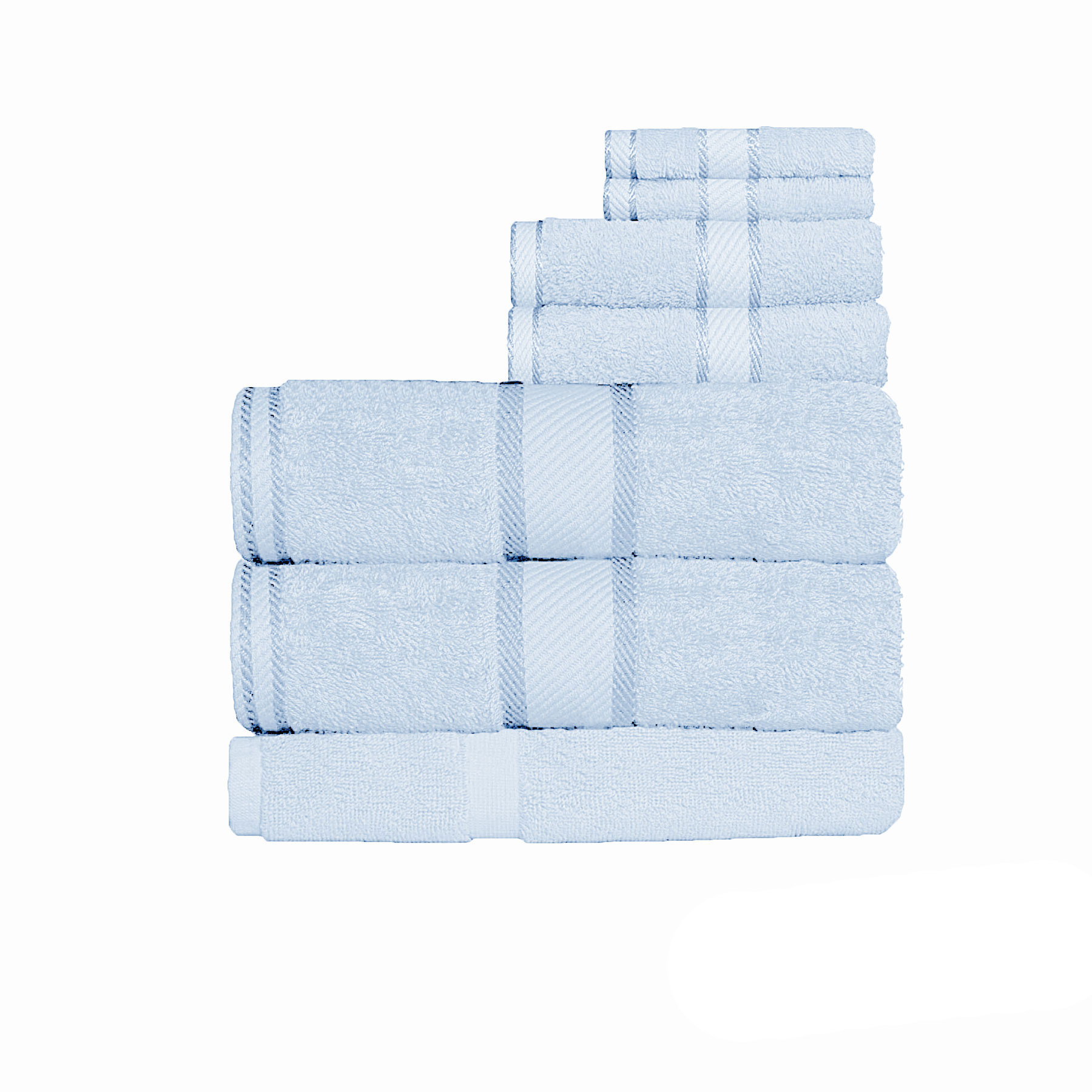 V442-KIT-TOWEL-7PSHEET-BABYBLUE-158543-00 Kingtex 550gsm Cotton 7 Pce Bath Sheet Set Baby Blue - Image 1