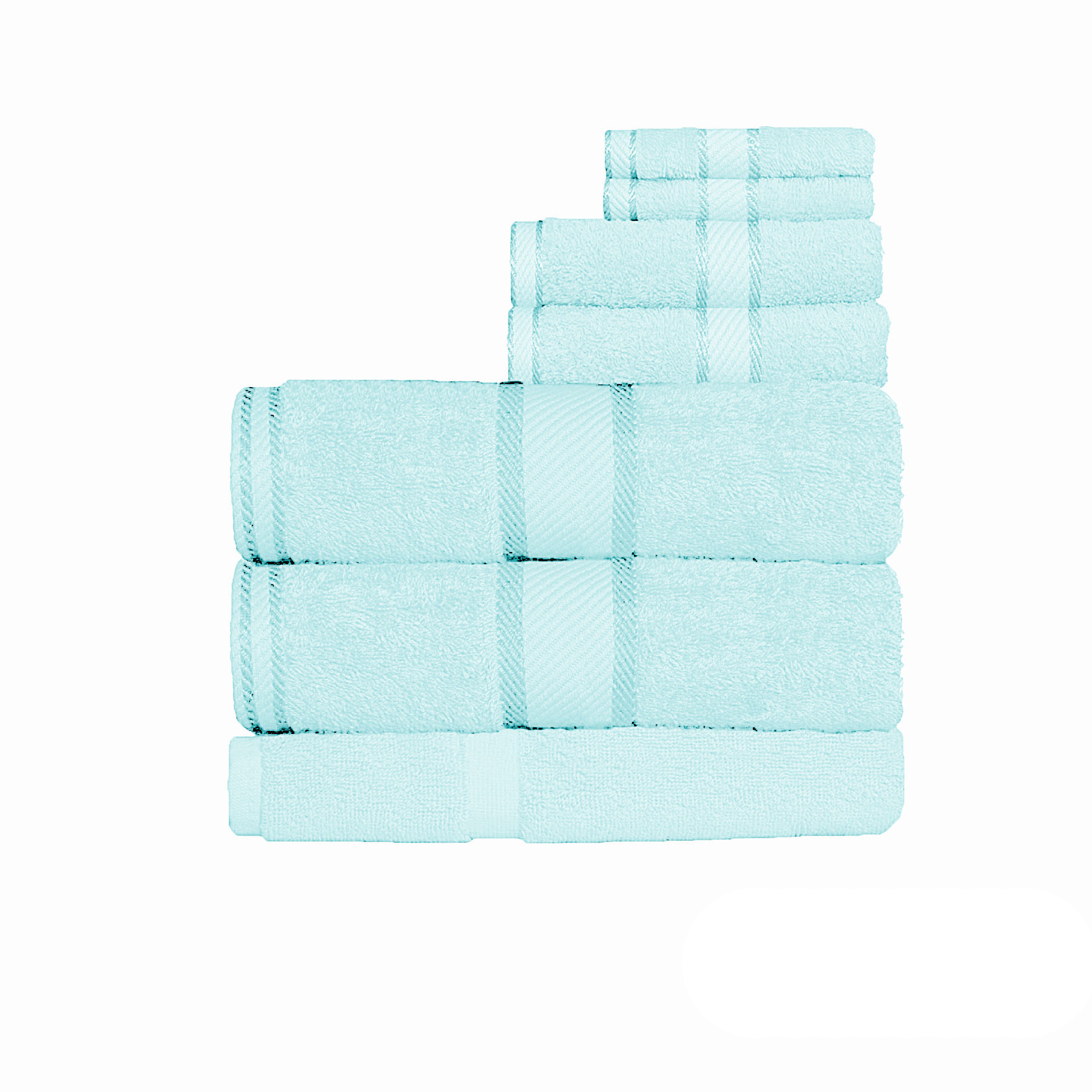 V442-KIT-TOWEL-7PSHEET-SOFTAQUA-158526-00 Kingtex 550gsm Cotton 7 Pce Bath Sheet Set Soft Aqua - Image 1