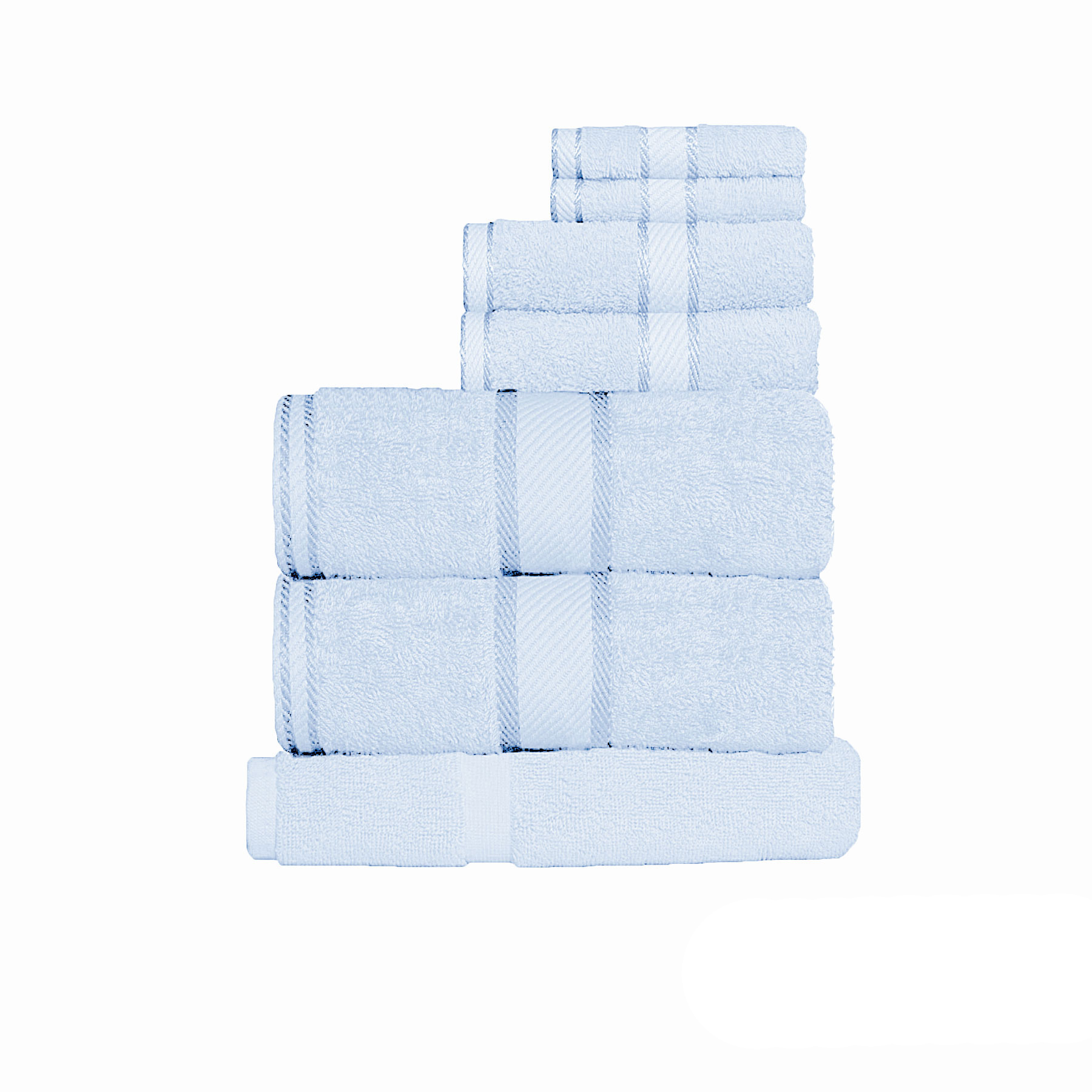 V442-KIT-TOWEL-7PTOWEL-BABYBLUE-158521-00 Kingtex 550gsm Cotton 7 Pce Towel Set Baby Blue - Image 1