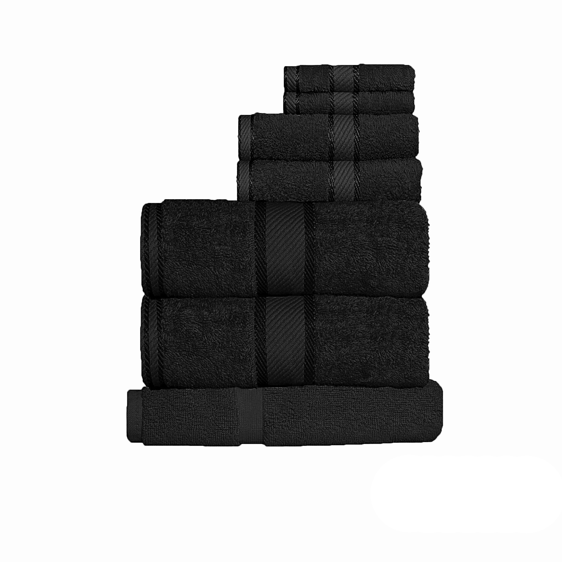 V442-KIT-TOWEL-7PTOWEL-BLACK-158519-00 Kingtex 550gsm Cotton 7 Pce Towel Set Black - Image 1