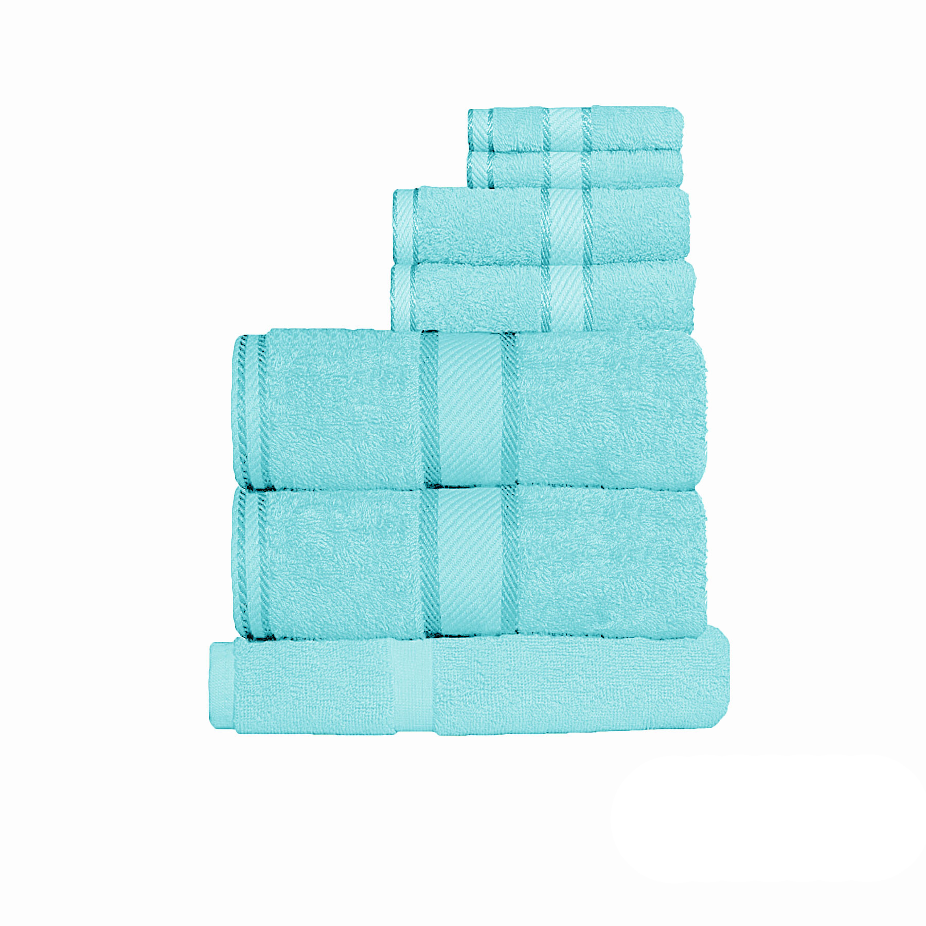 V442-KIT-TOWEL-7PTOWEL-TURQUOISE-158506-00 Kingtex 550gsm Cotton 7 Pce Towel Set Turquoise - Image 1