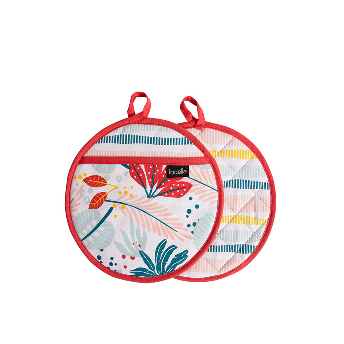 V442-LDE-OVENM-ZEST2POTHOLDER-MULTI-RD-77664-00 Ladelle Zest Set of 2 Pot Holders 21 x 21 cm - Image 1