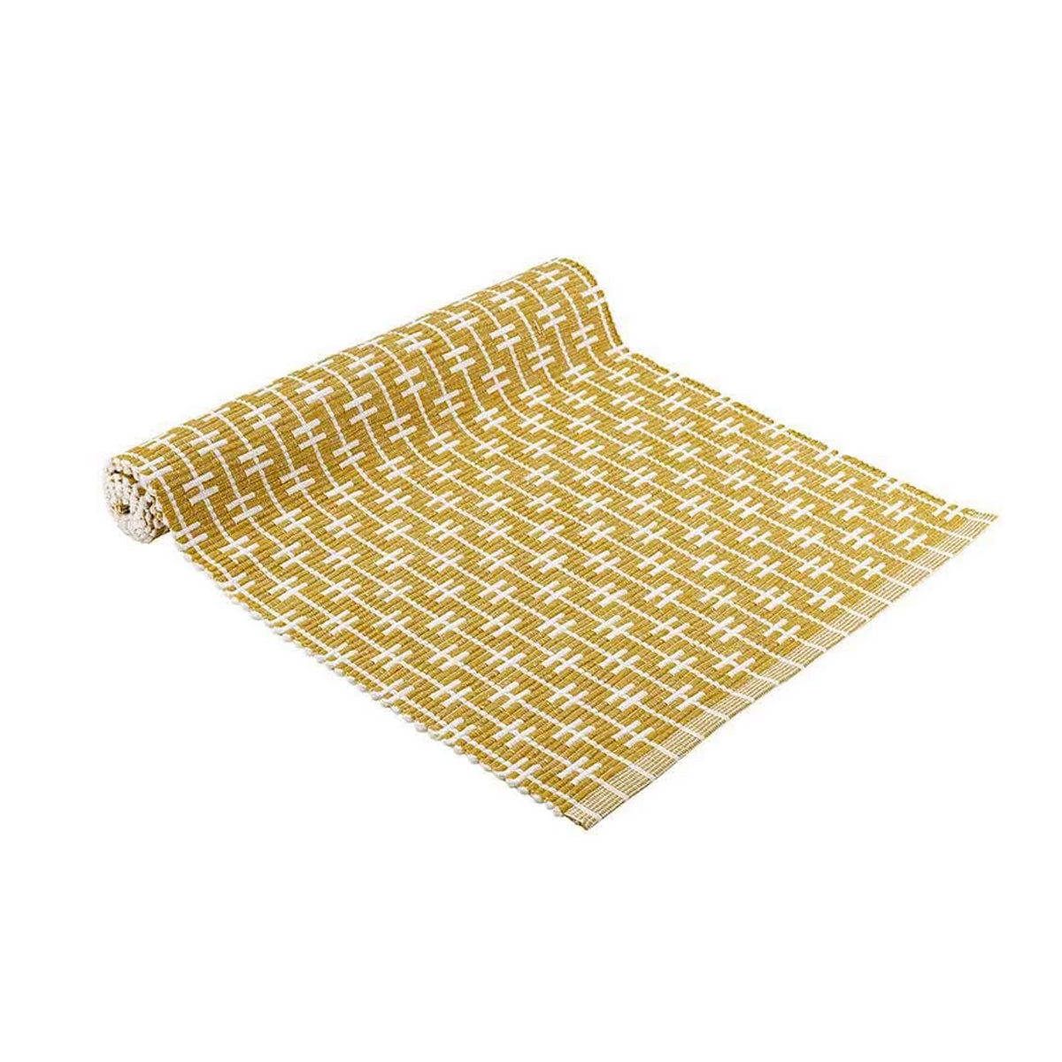 V442-LDE-TABLER-ECOEDEN-ZEST-RE-127418-00 Ladelle Eden Ribbed Eco Recycled Cotton Table Runner 33 x 150 cm Zest - Image 1