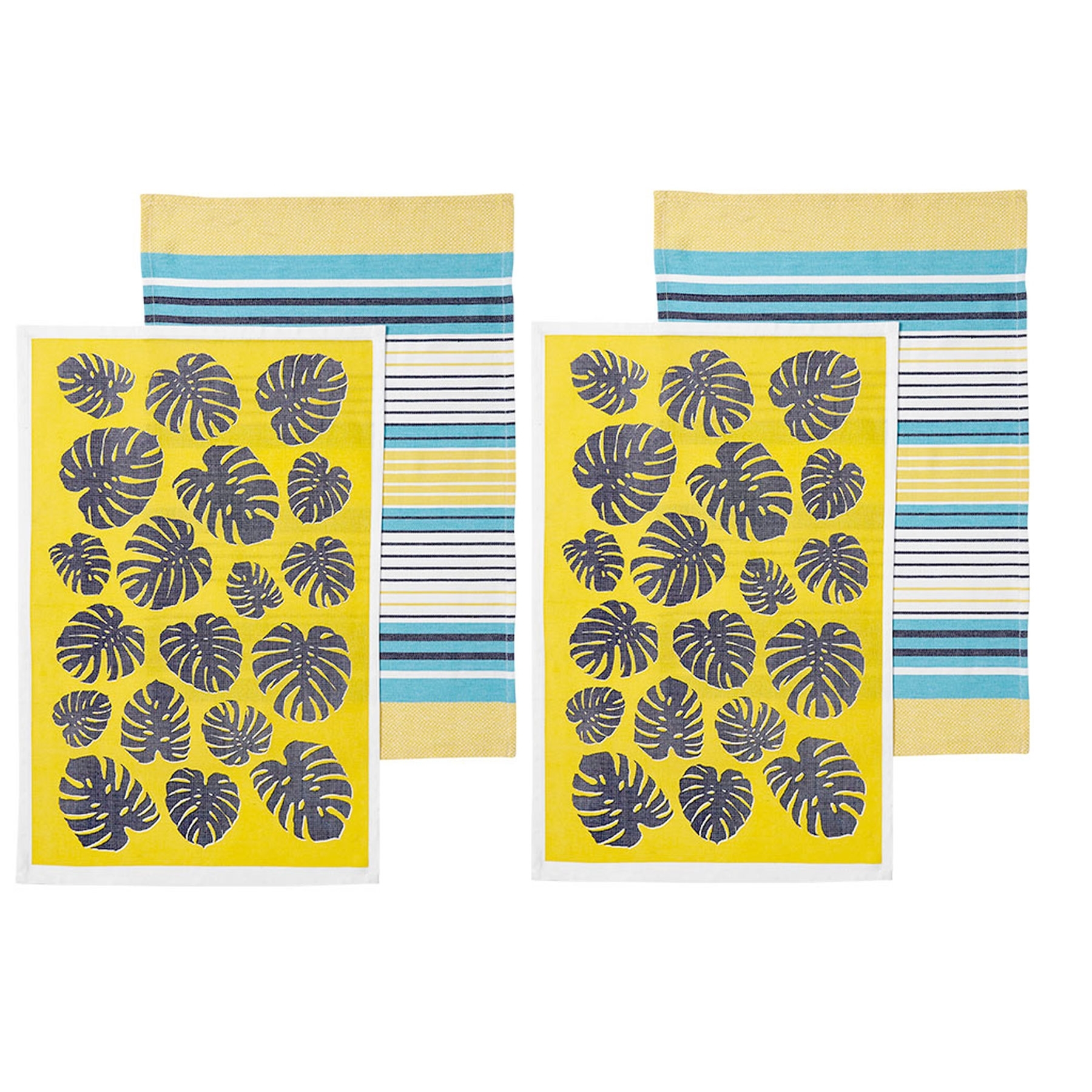V442-LDE-TEAT-BAHAMAS-YELLOW-RE-77764-00 Ladelle Set of 4 Bahamas Kitchen / Cleaning 100% Cotton Tea Towels Yellow - Image 1