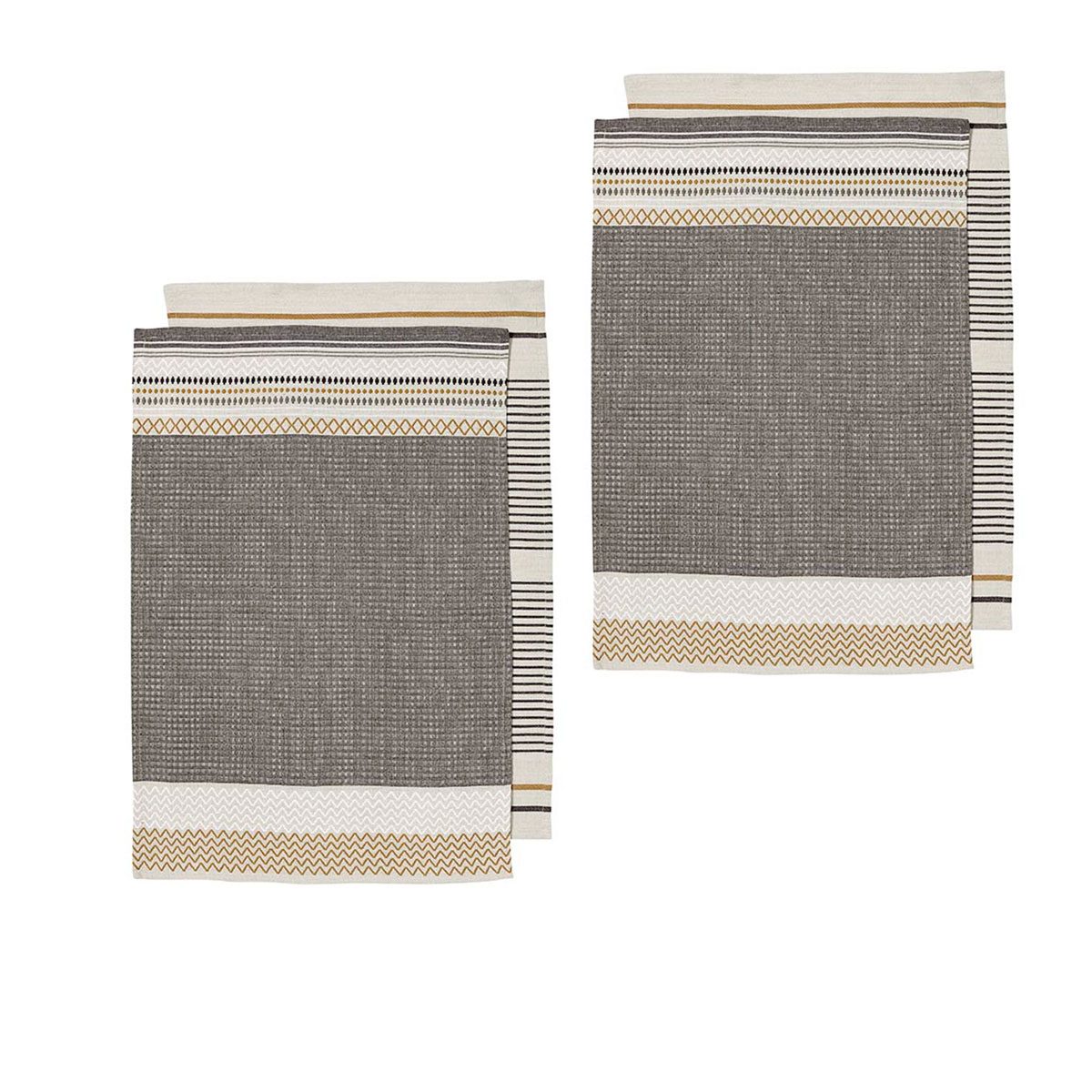 V442-LDE-TEAT-INTRINSICSETOF4-BCHARCOAL-RE-77689-00 Ladelle Intrinsic Set of 4 Cotton Kitchen Towels Bold Charcoal - Image 1